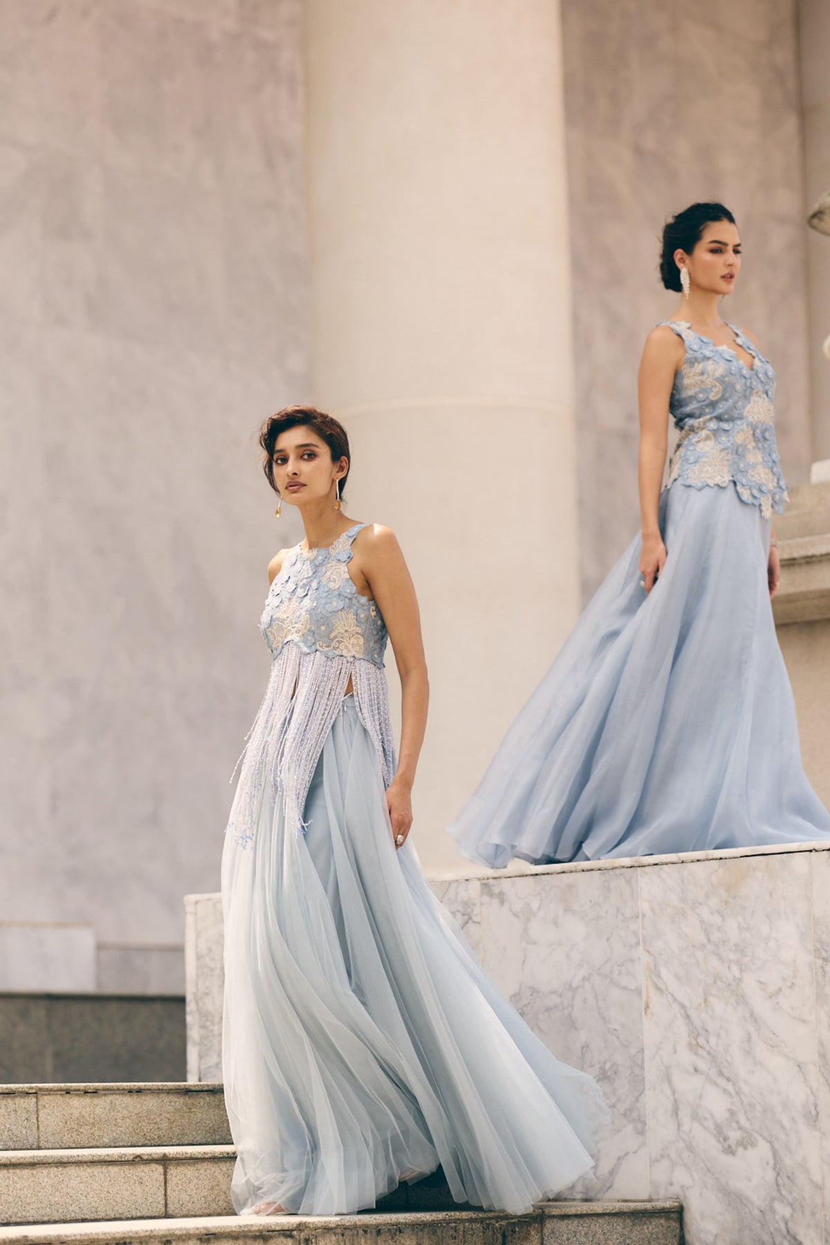 Sky Blue Skirt Set
