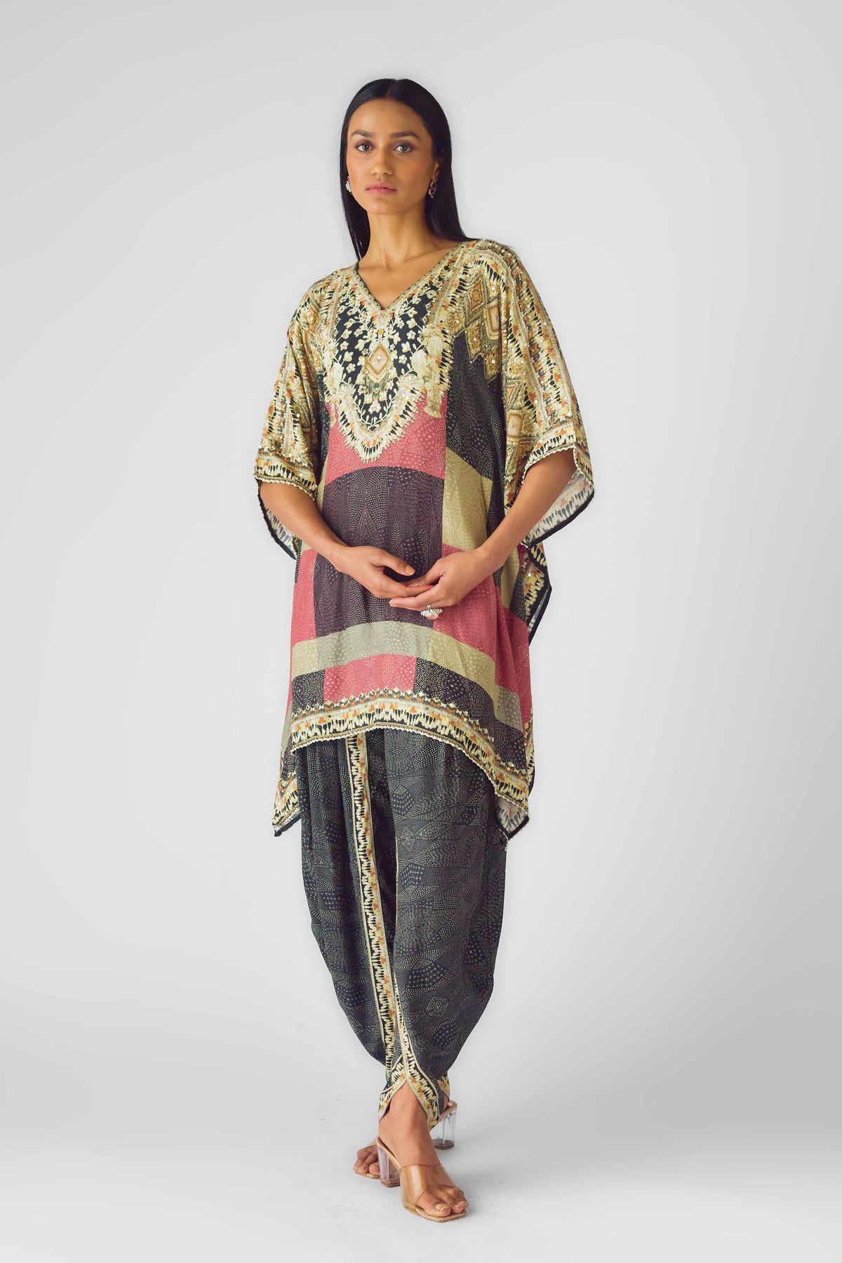 Muslin Embroidered Dhoti Set