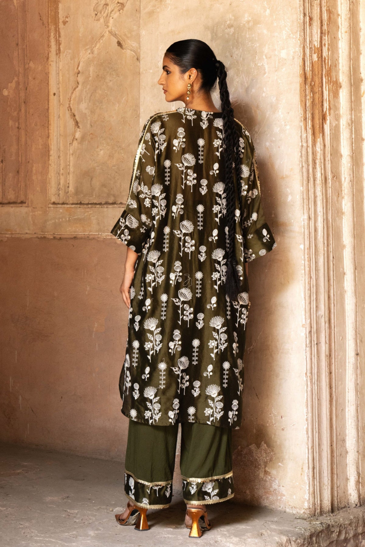 Olive Sunflower Kurta Set