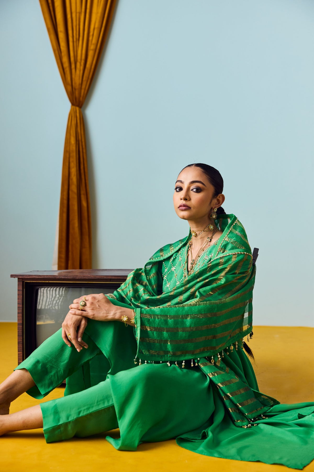 Sureen Green Kurta Set