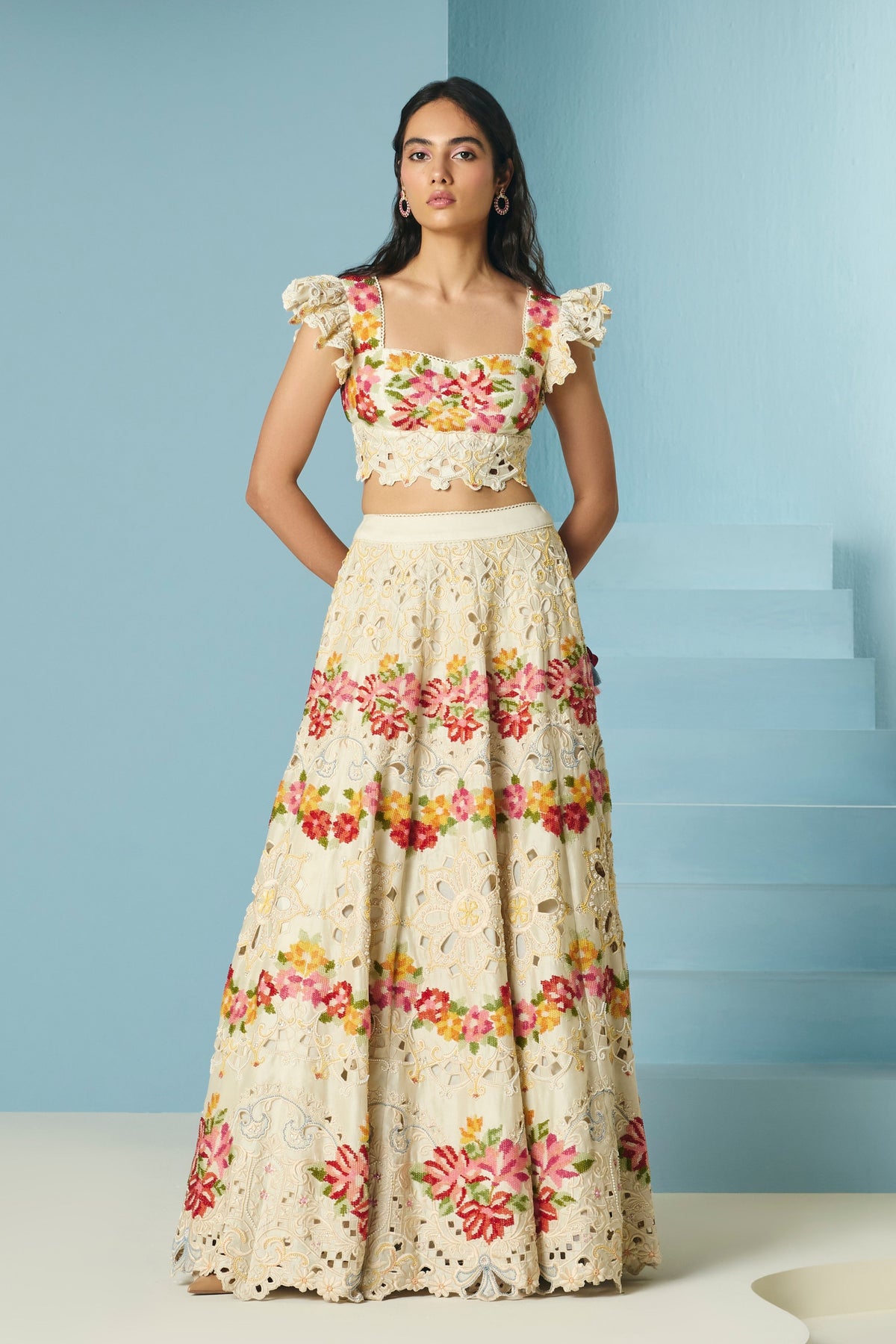 Ivory Cutwork Lehenga