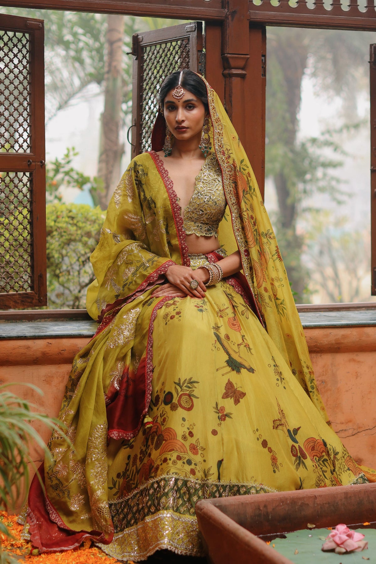 Mustard Kalam Lehanga Set