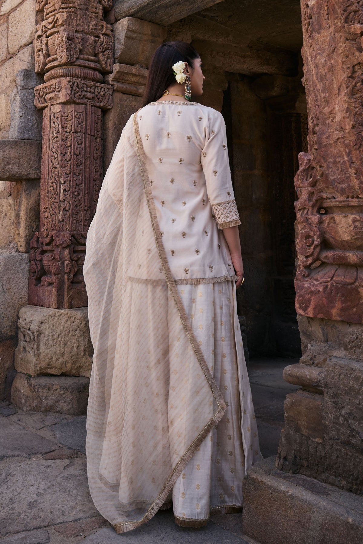 Shirina Ivory Sharara Set