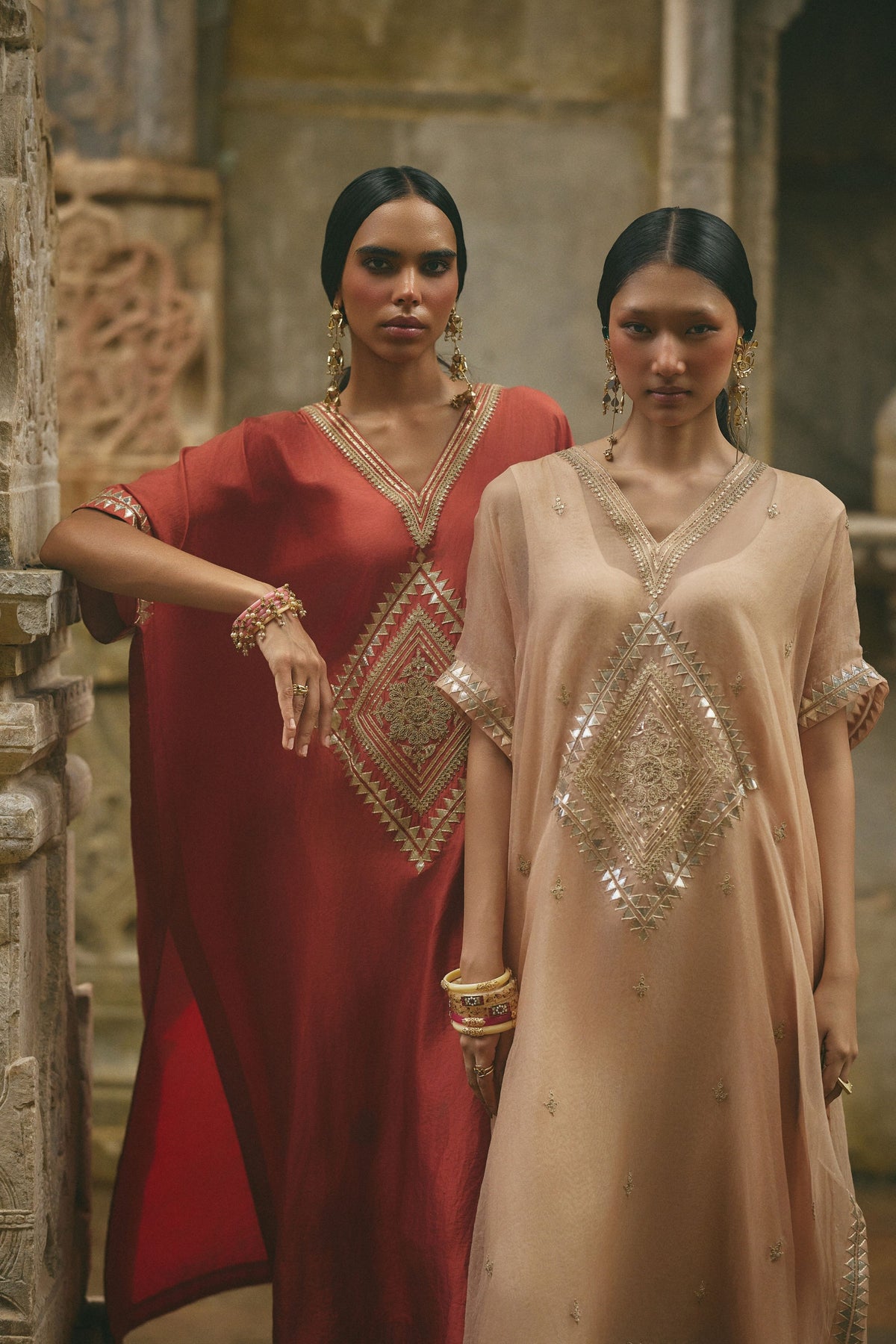 Beige Kaftan Set