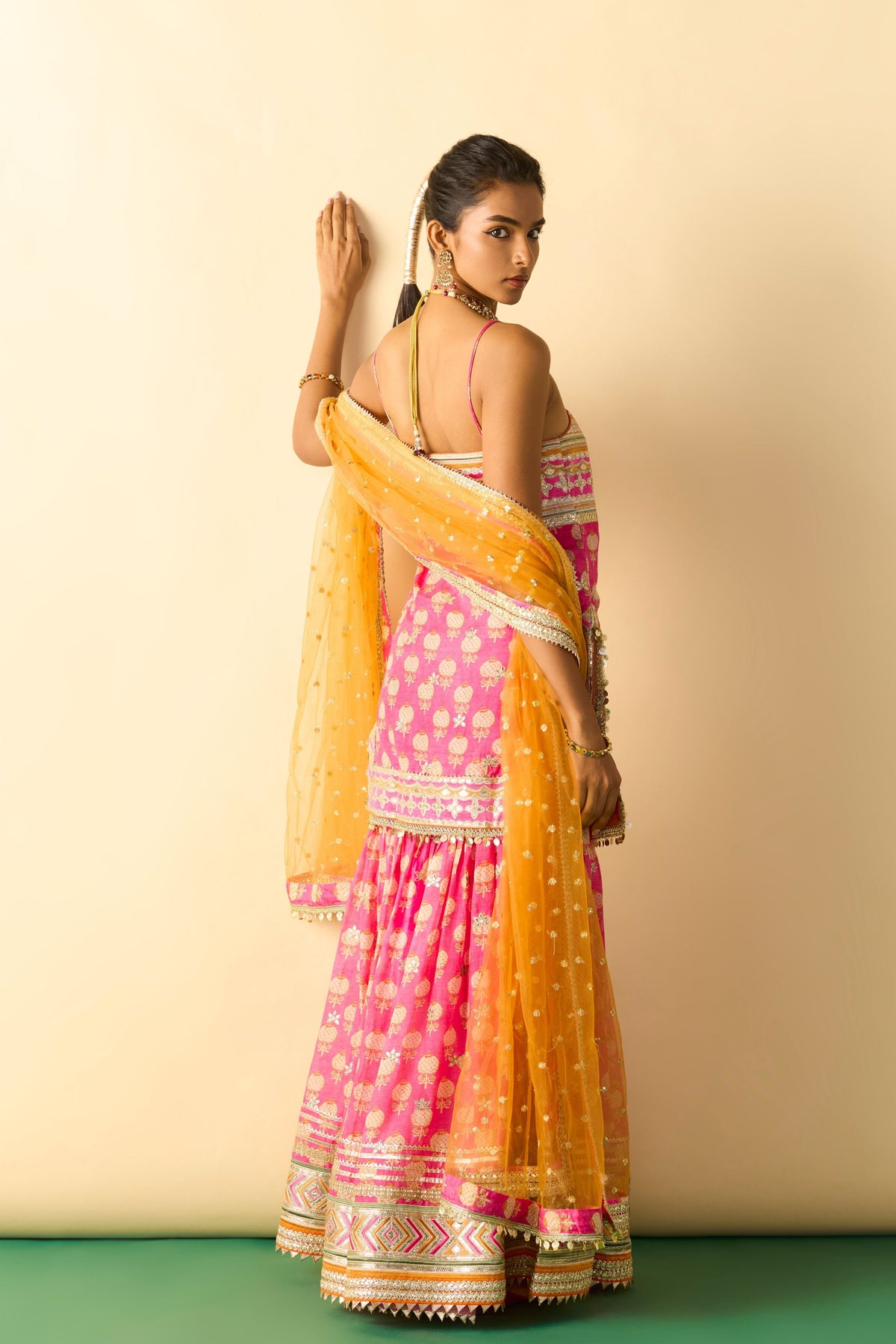 Pink Dhriaa Strappy Sharara Set
