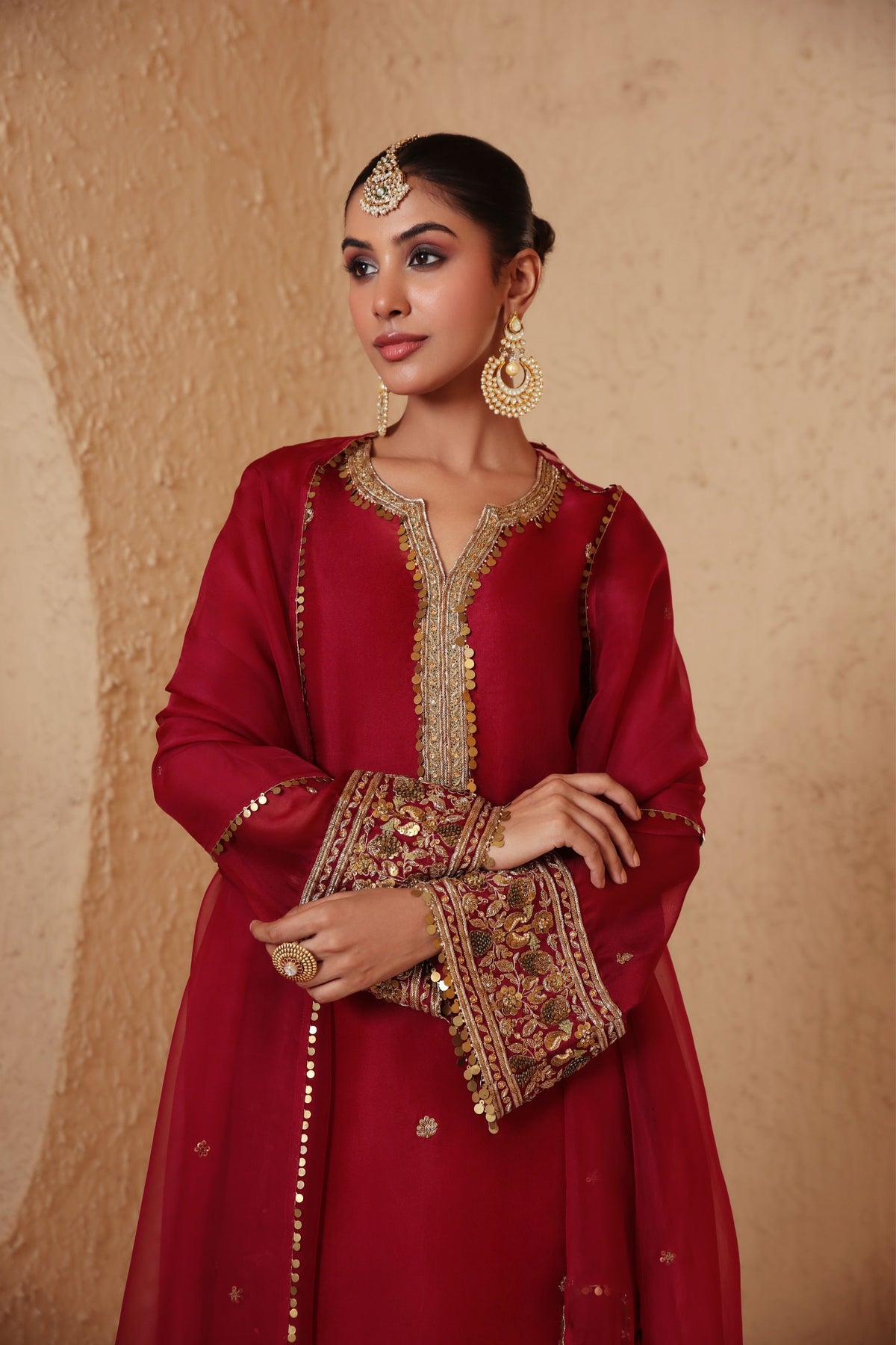 Maroon Short Kurta Set