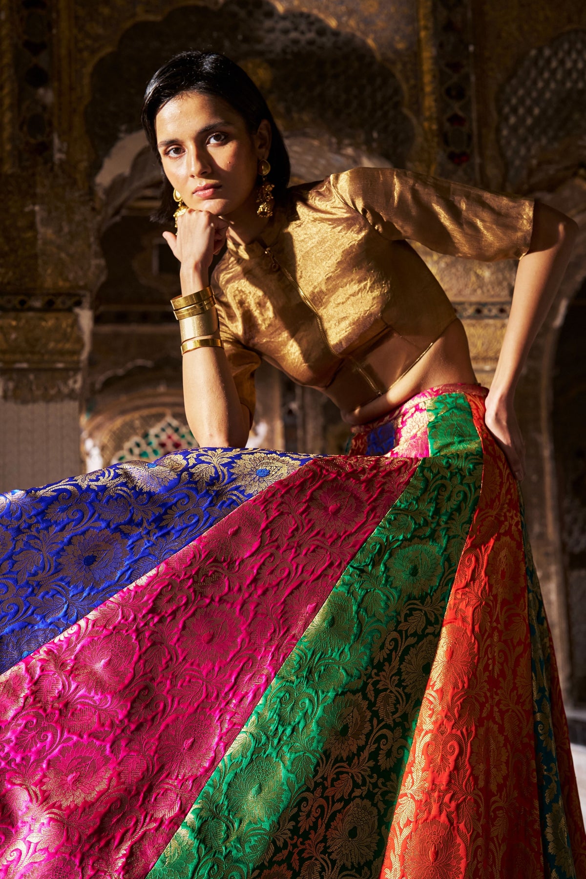 Banarasi Brocade Multi Flared Lehenga