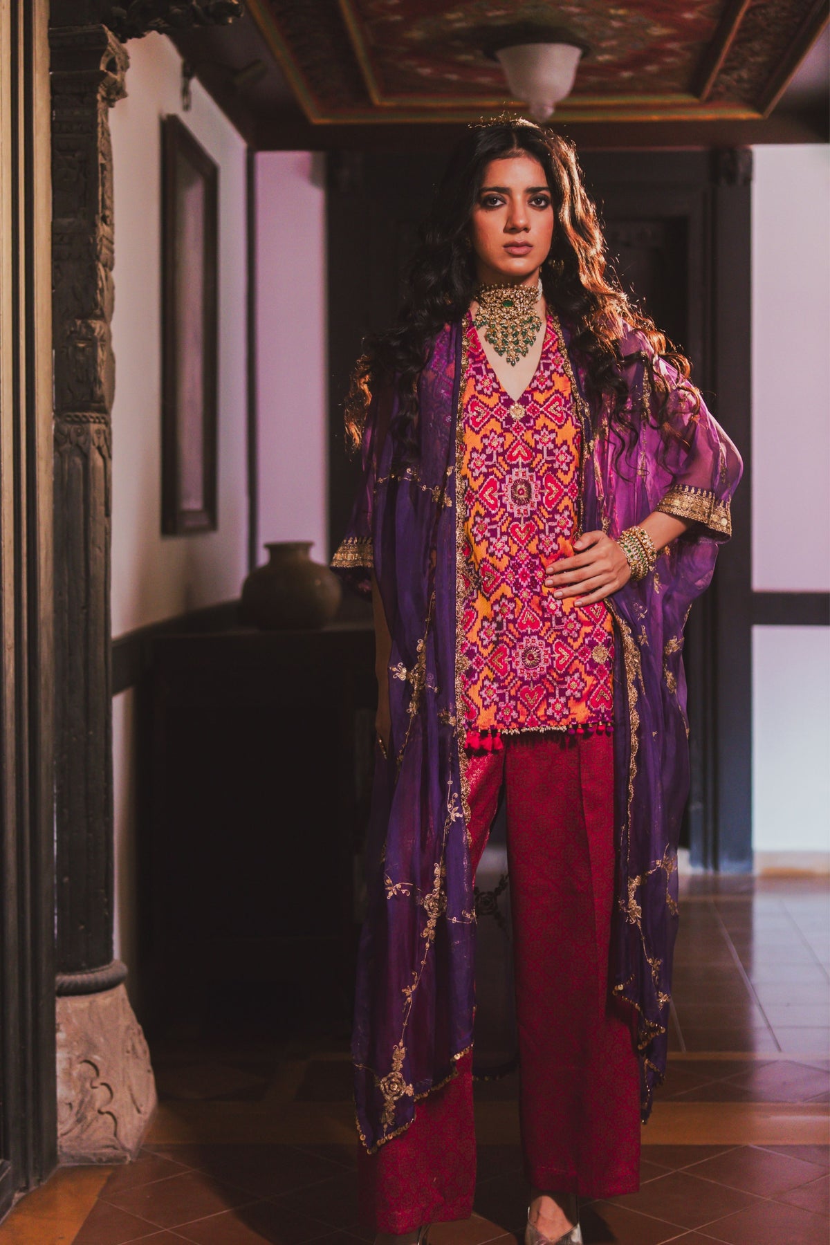 Kavita Yellow Cape Set