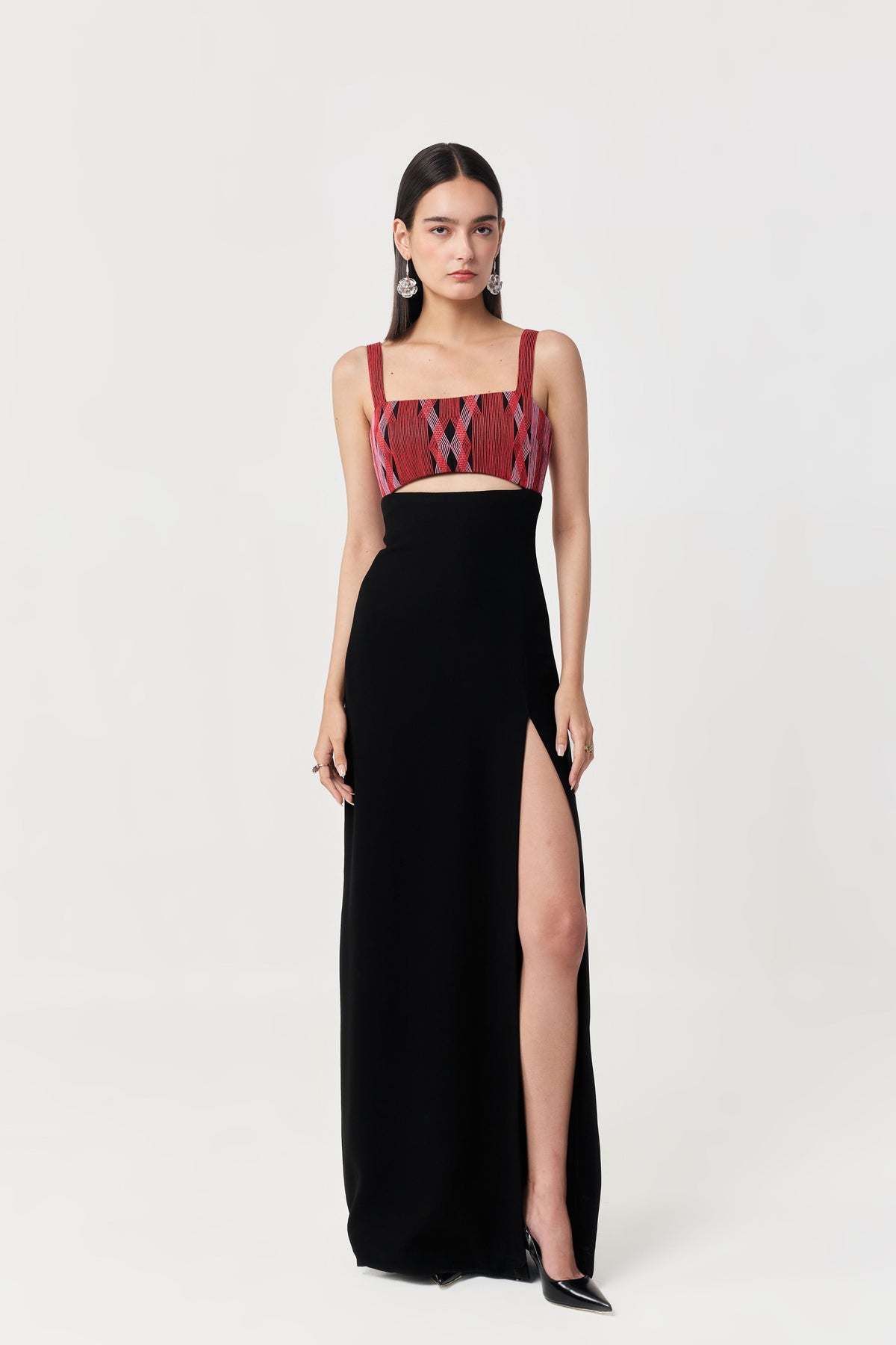 Entwined Red Corded Yoke Dress