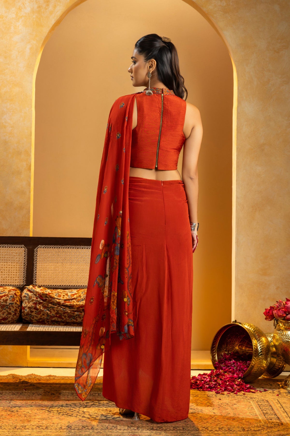 Rangtara Applique Pre-Stitched Saree Set