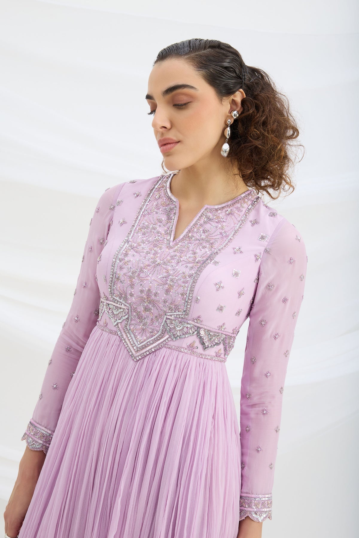 Lilac Embroidered Dress