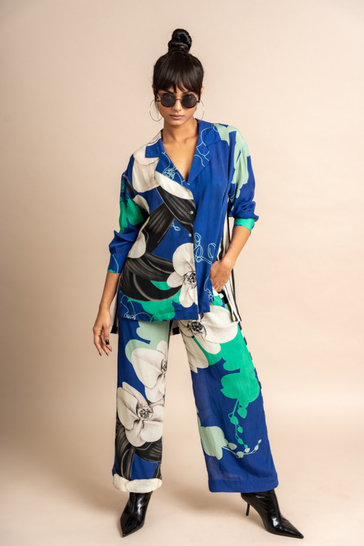 Cobalt Print Shirt With Pyjama