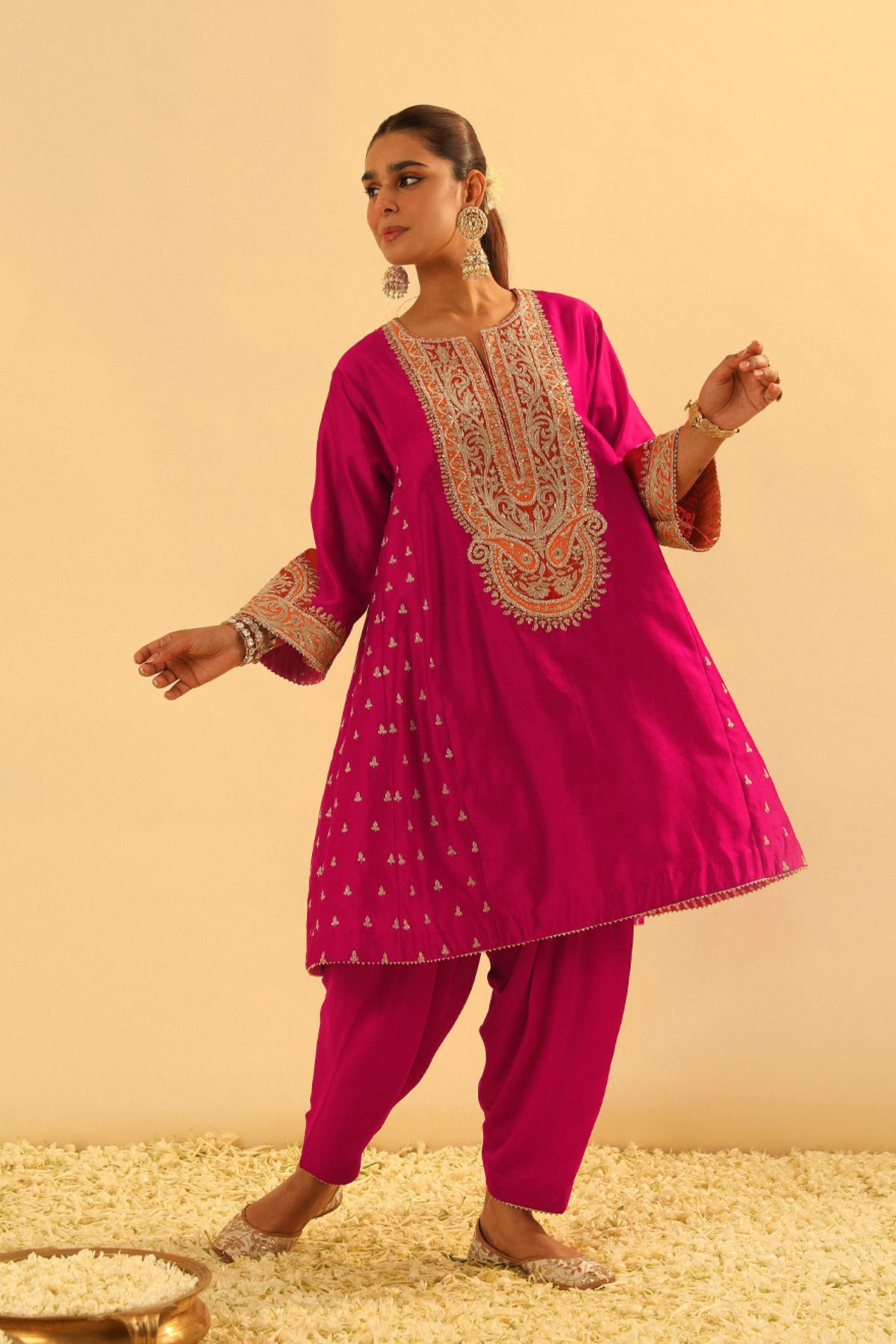 Falisha Short Pink Kalidaar Choga With Salwar