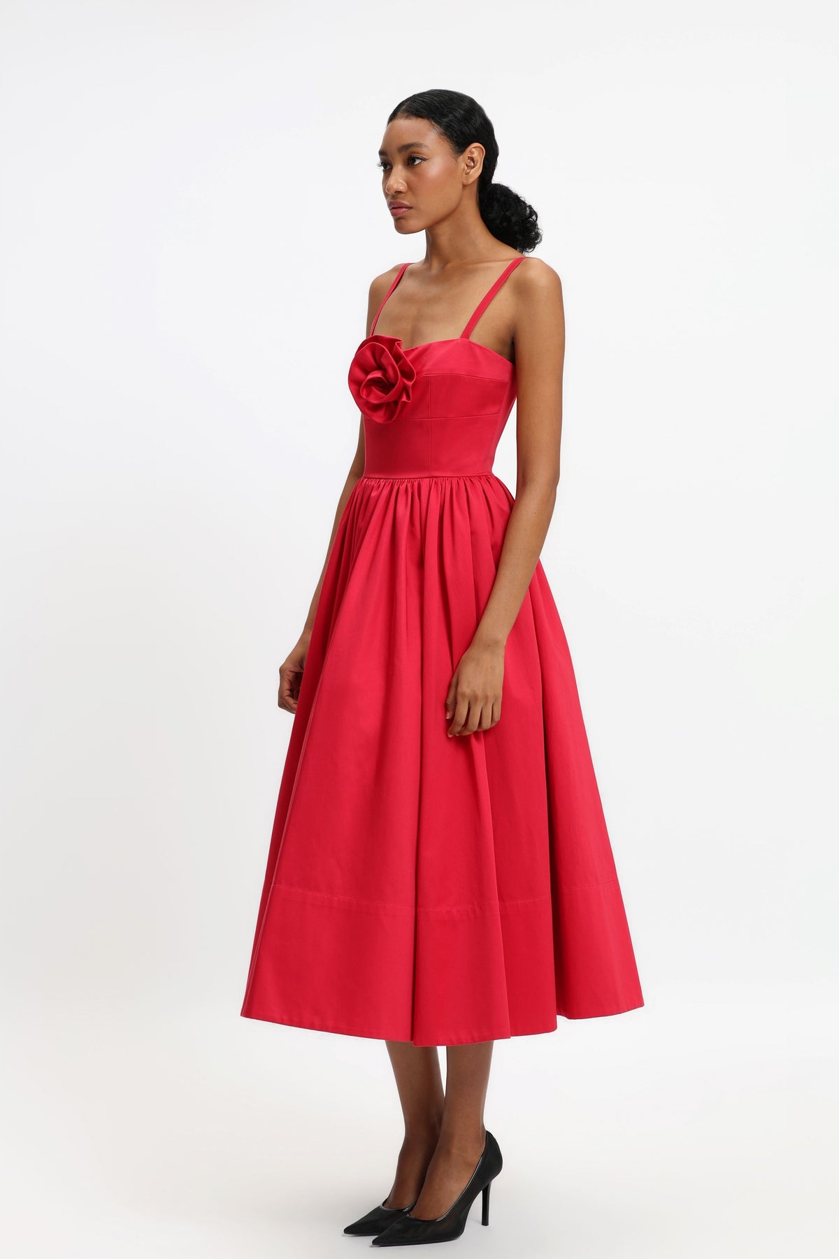 Midi Dress With Rose Flower