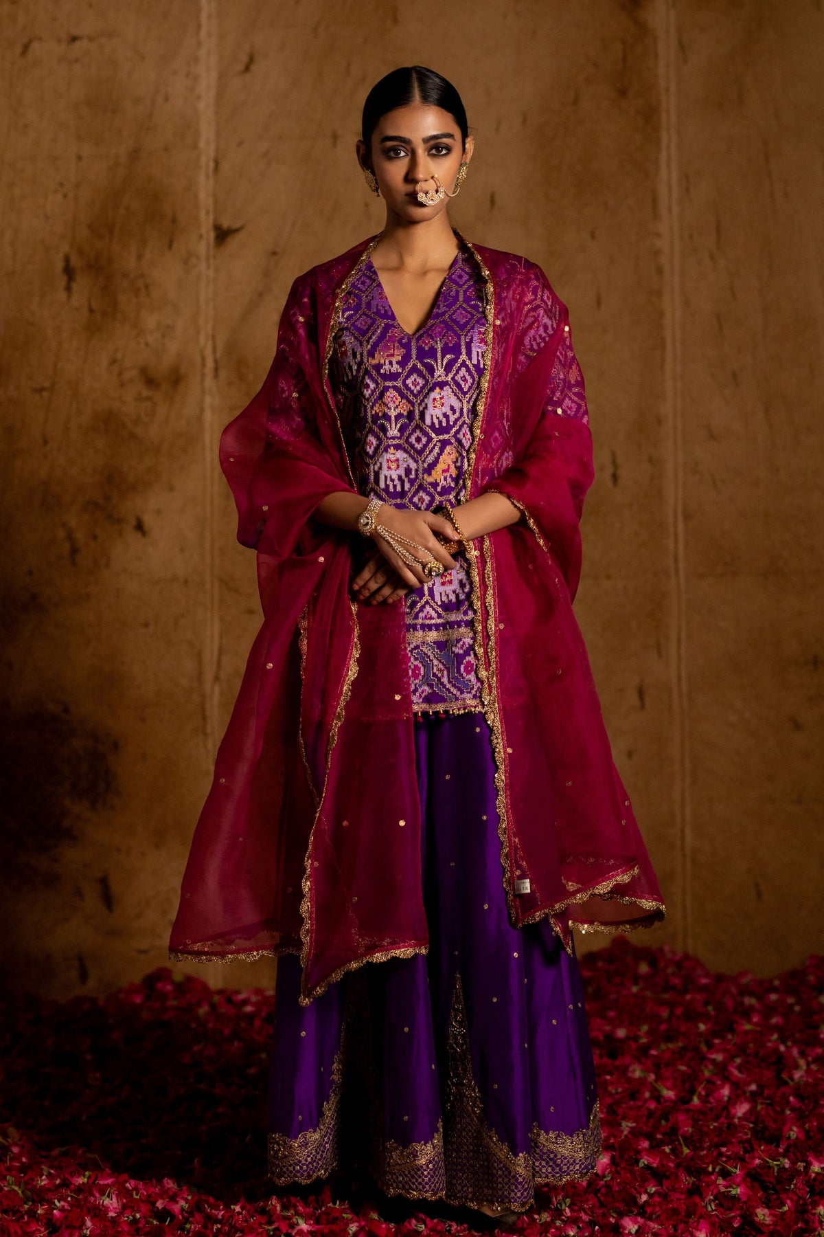 Purple Patola Sharara Set