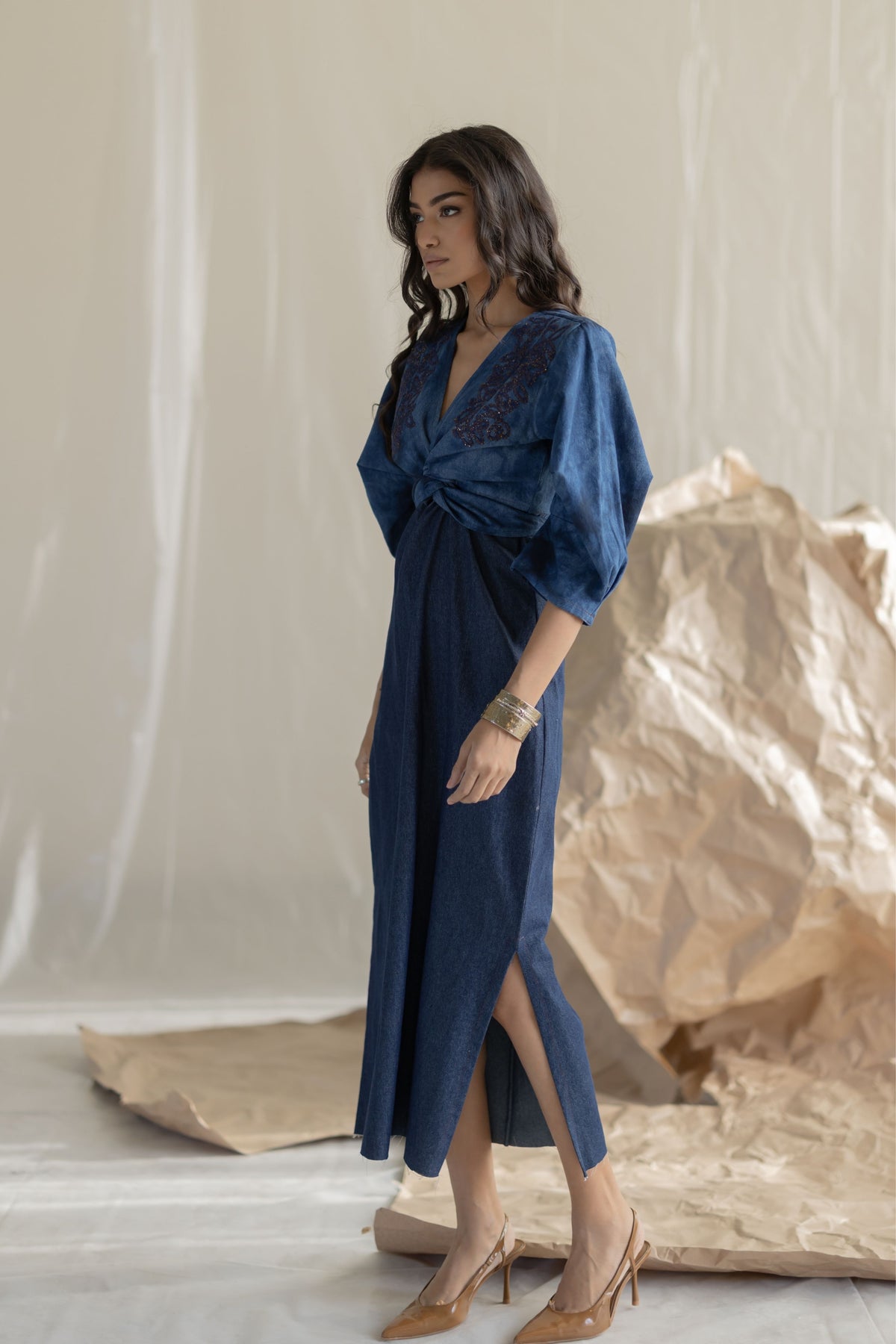 Dark Blue Wrap Around Maxi Dress