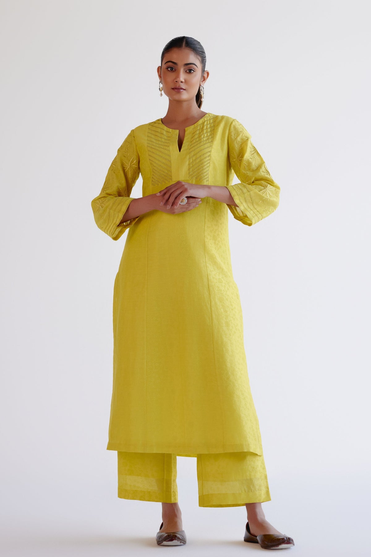 Lemon Yellow Kalidar Kurta Set