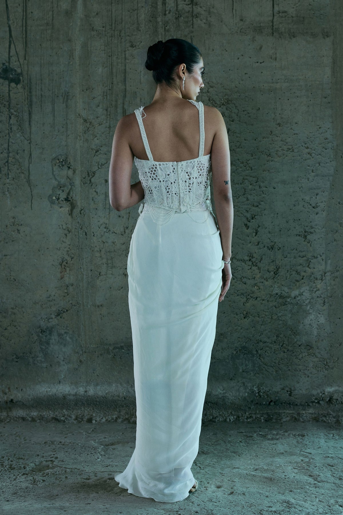 Ivory Pearl Corset With Skirt