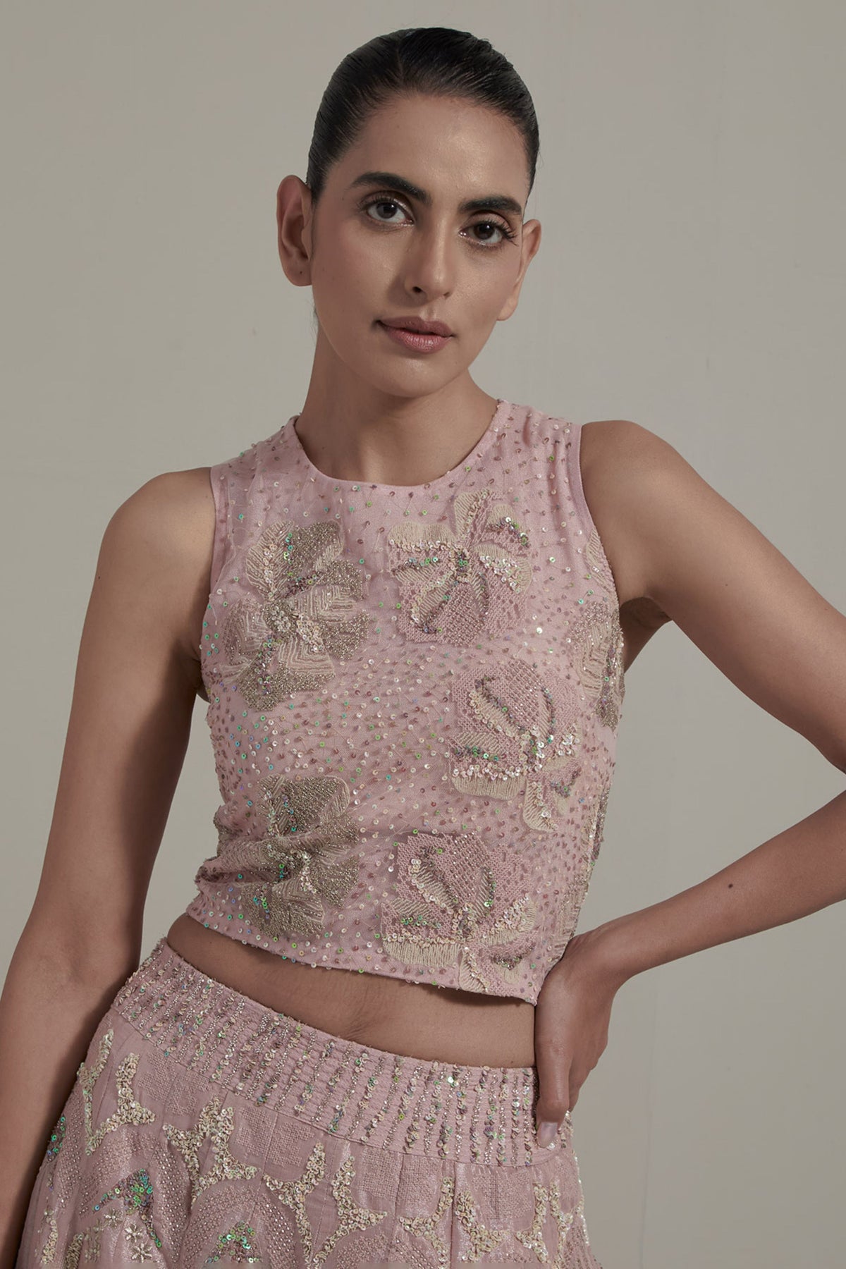 Pink Embellished Lehenga Set