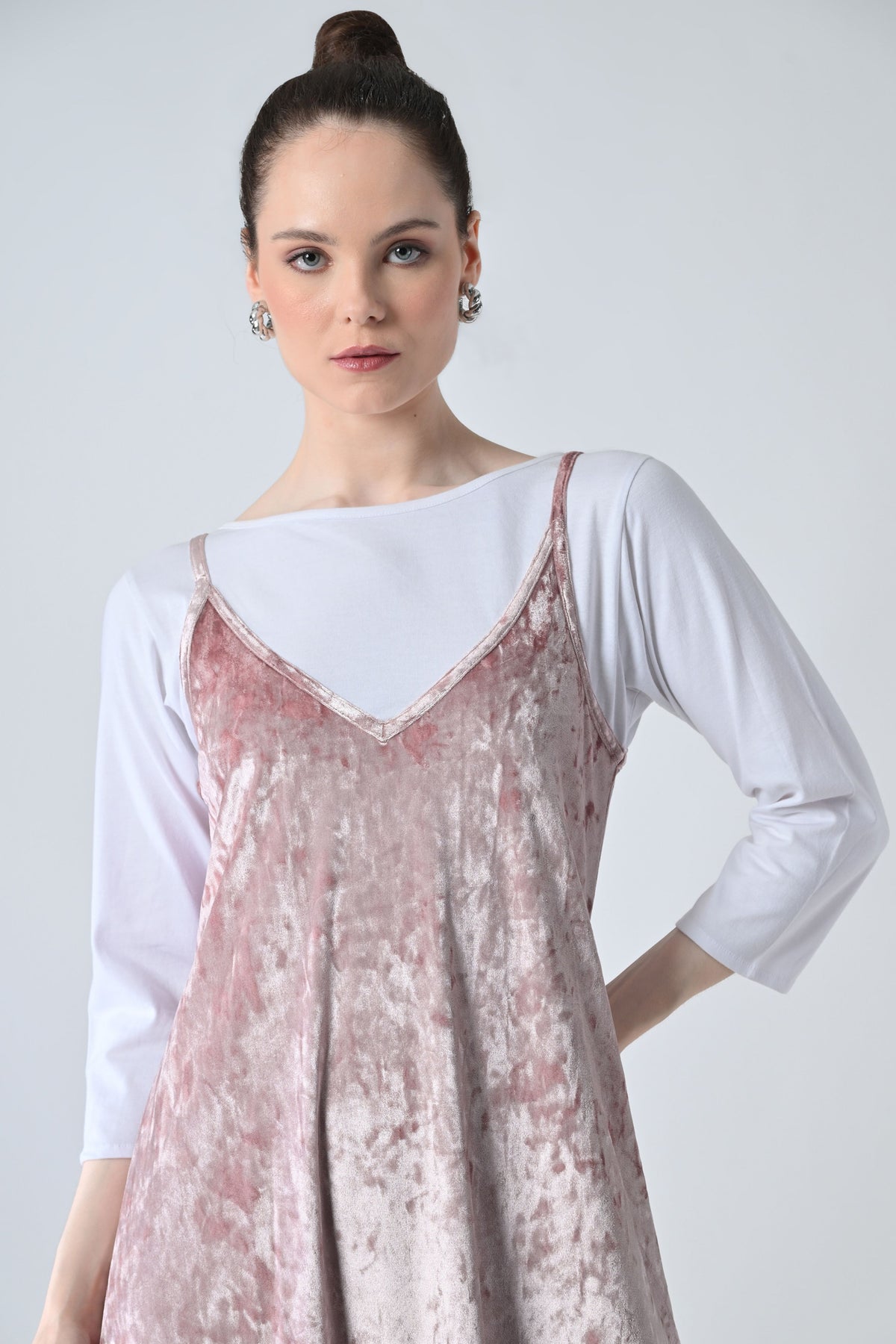 Blush Pink Velvet  Strapy Dress