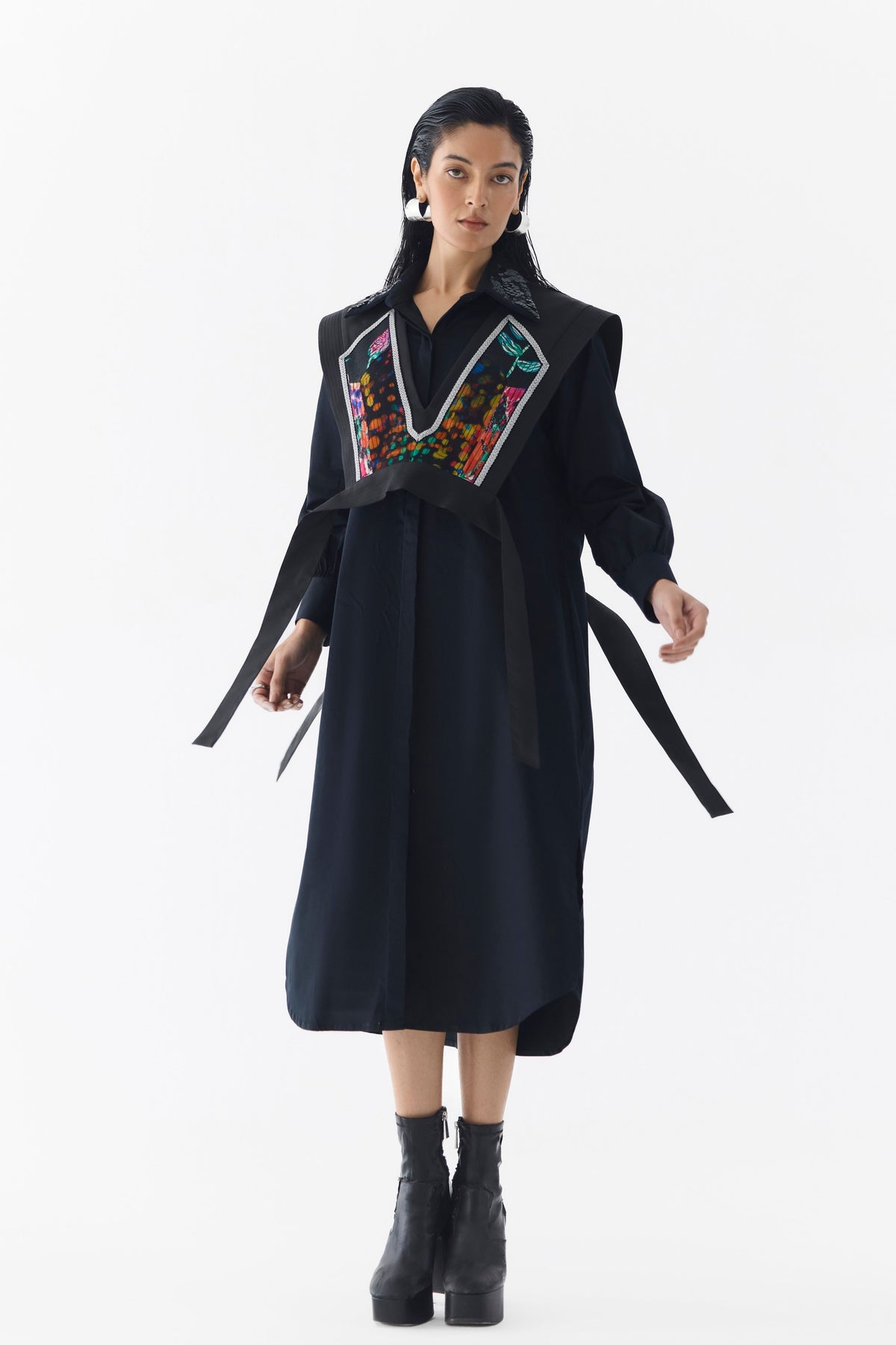 Calla Shirt Dress With Multi Vest