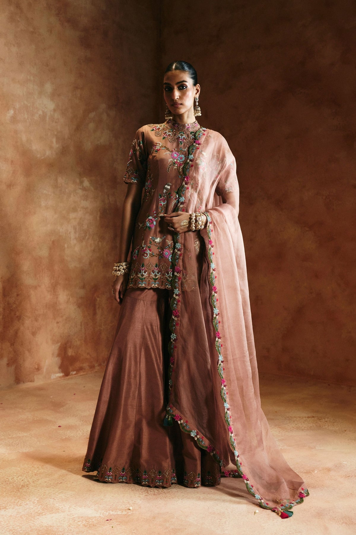 Bronze Zardozi Sindh Sharara Set