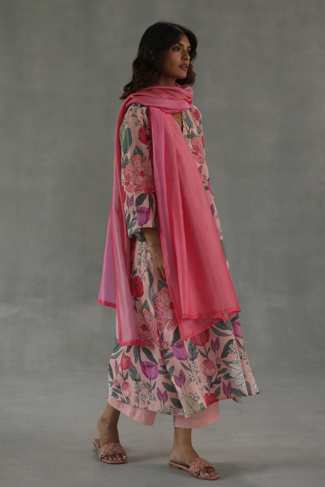 Pink Roseate Kurta Set - Roza Pret - Elahe