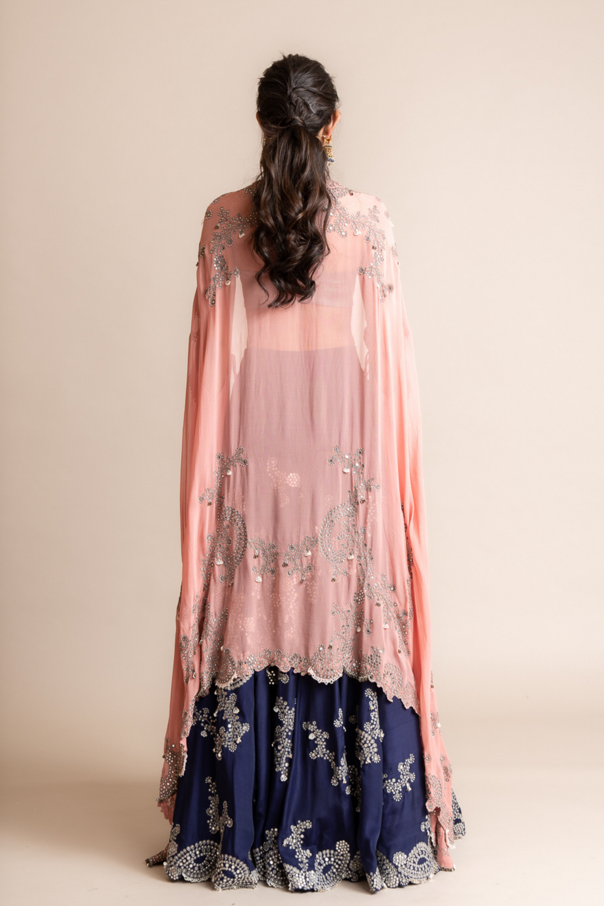 Embroidered Lehenga Set With Dusty Rose Dupatta