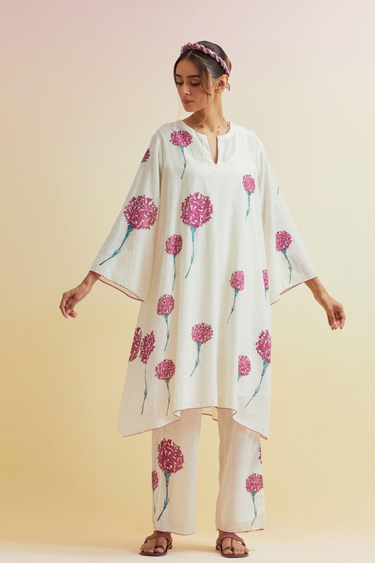 Off White A-line Kurta Set