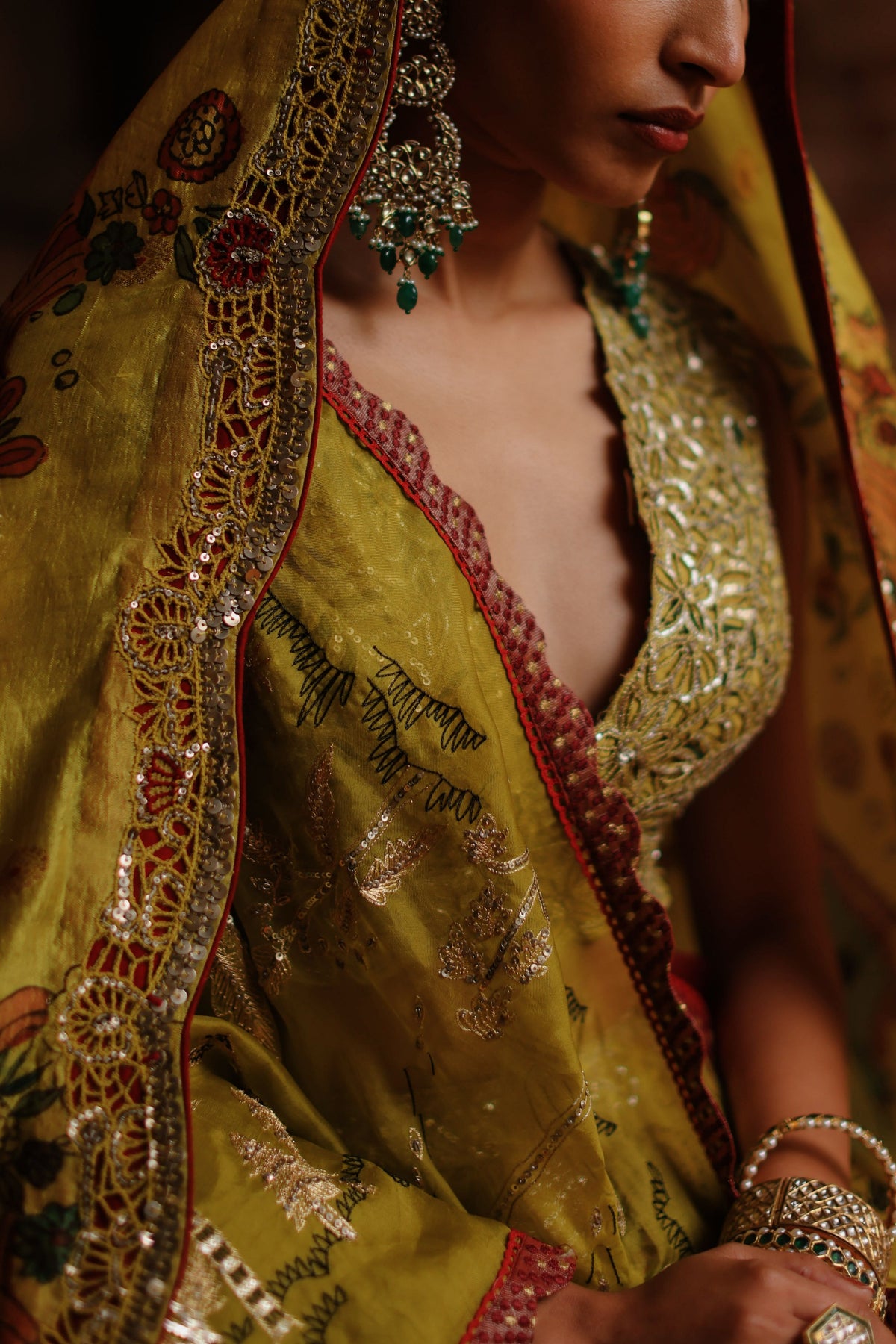 Mustard Kalam Lehanga Set