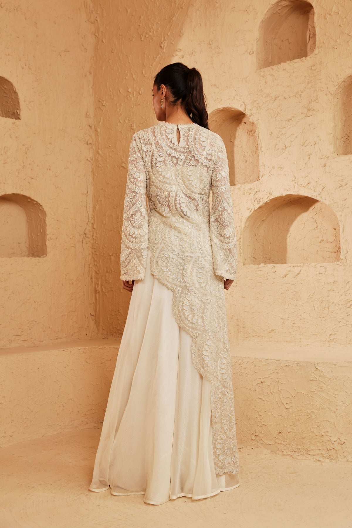 Noorah Asymmetric Sharara Set