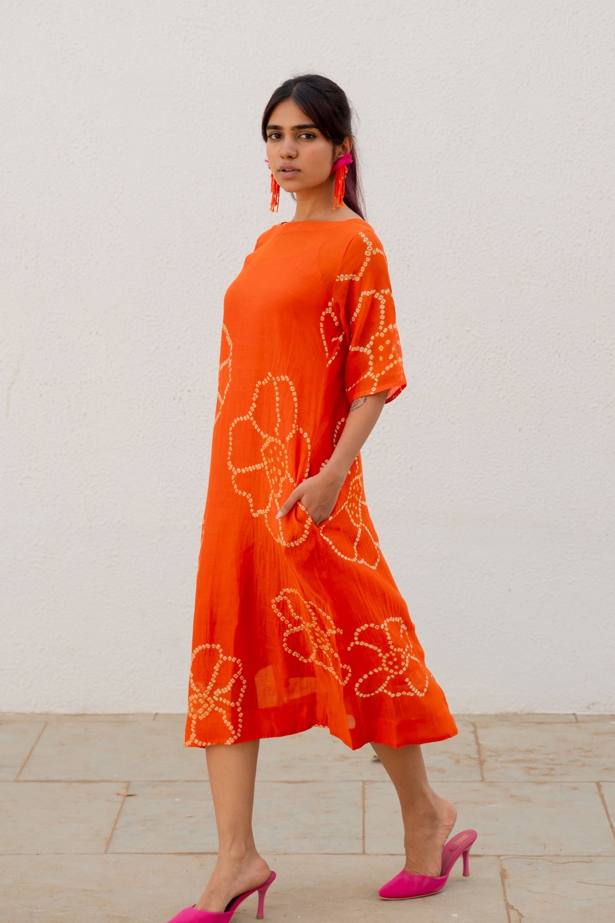 Burnt Orange Bandhani Dress