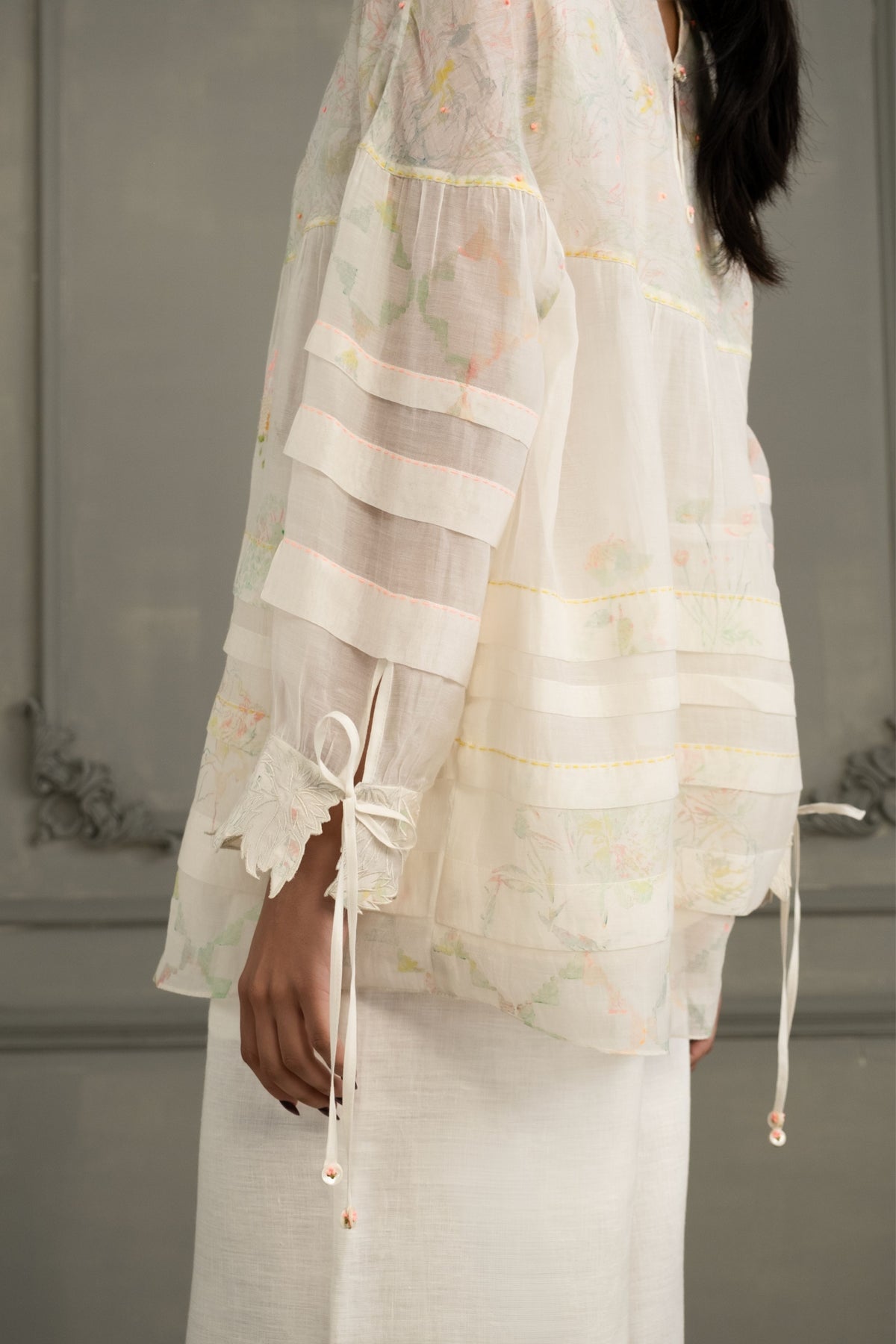Ivory Embroidered Top Set
