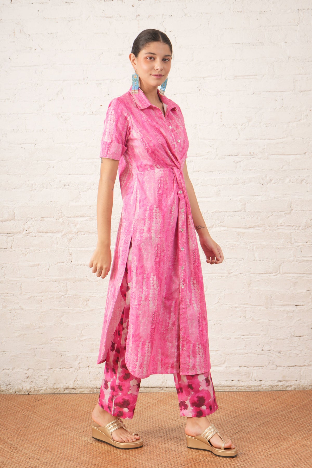 Pink Printed Tunic Set