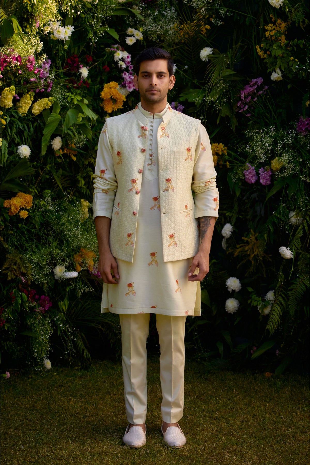 Winter White Waist Coat set
