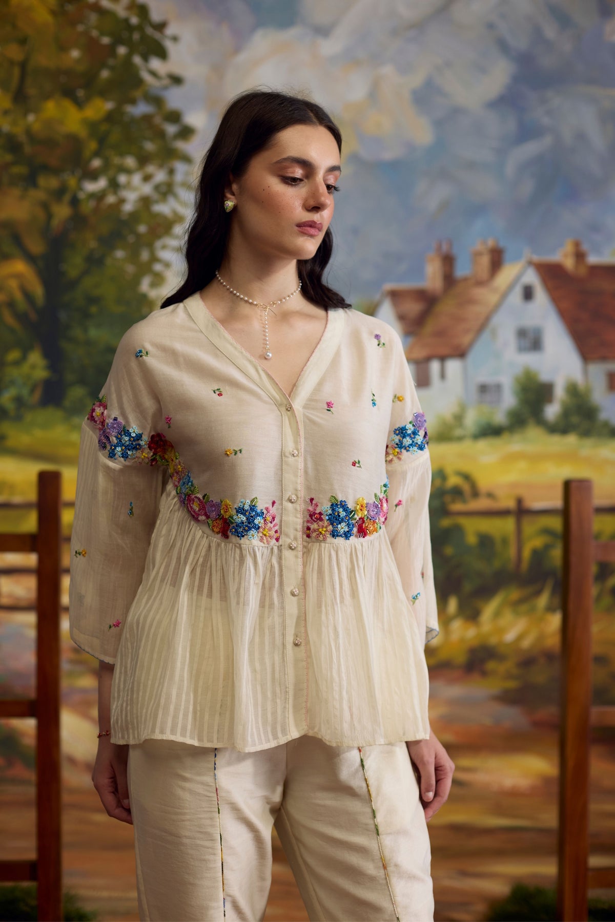 Lumina Gathered Chanderi Top