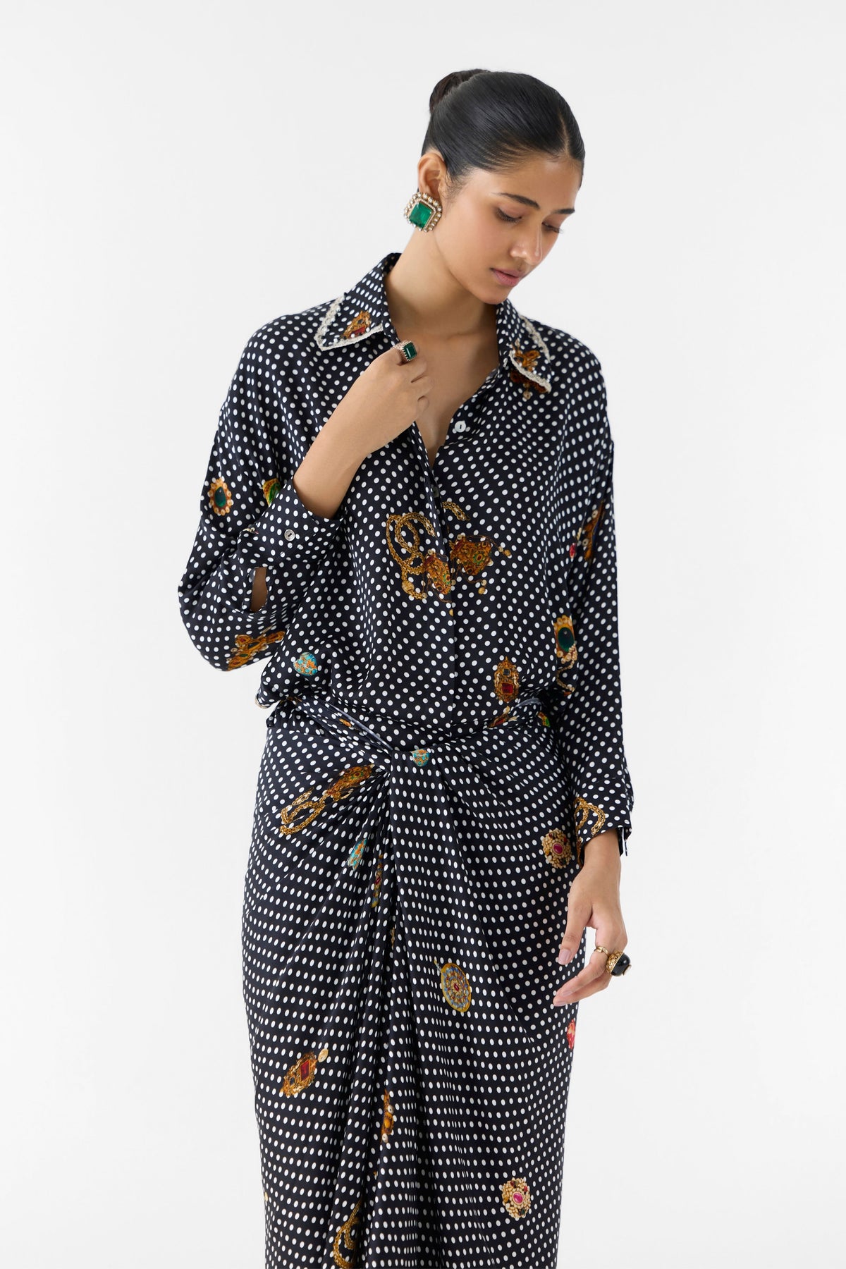 Onyx Polka Dot Shirt Dress