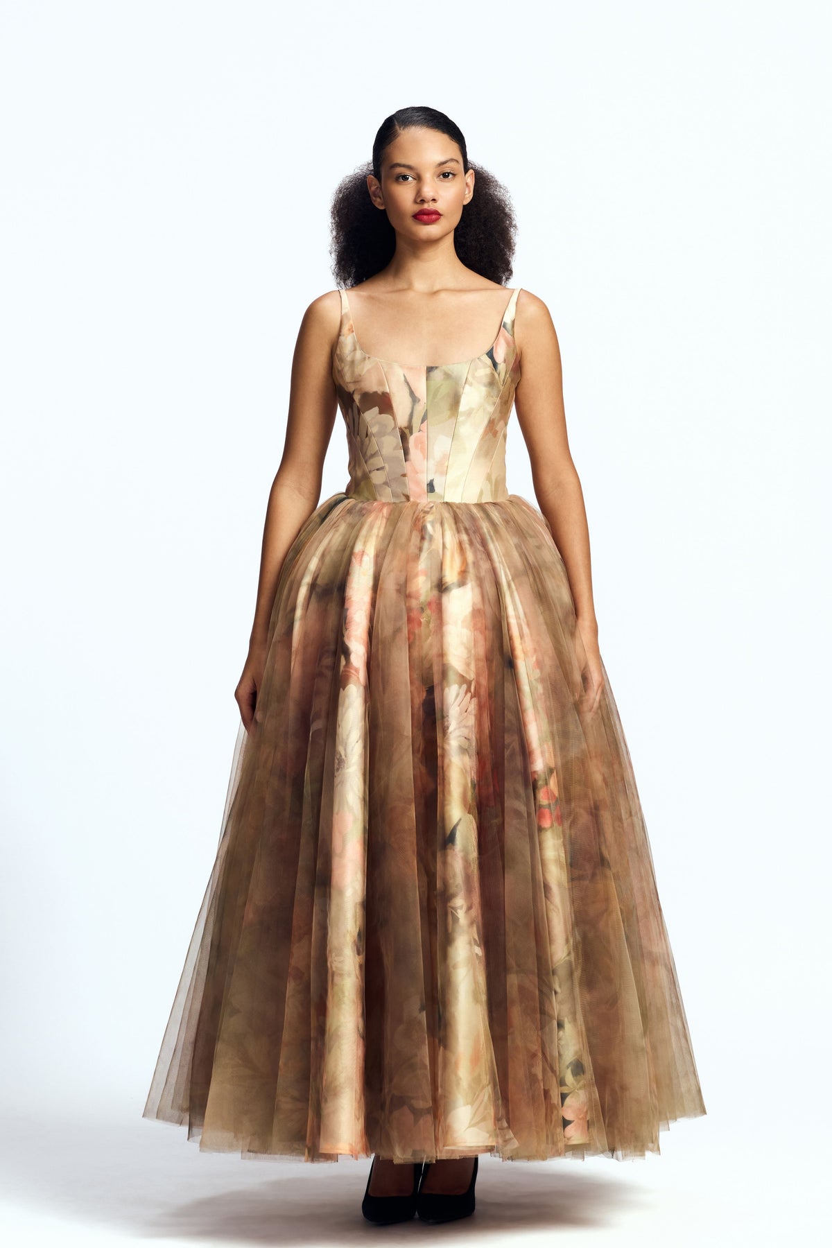 Panelled Corseted Midi Gown