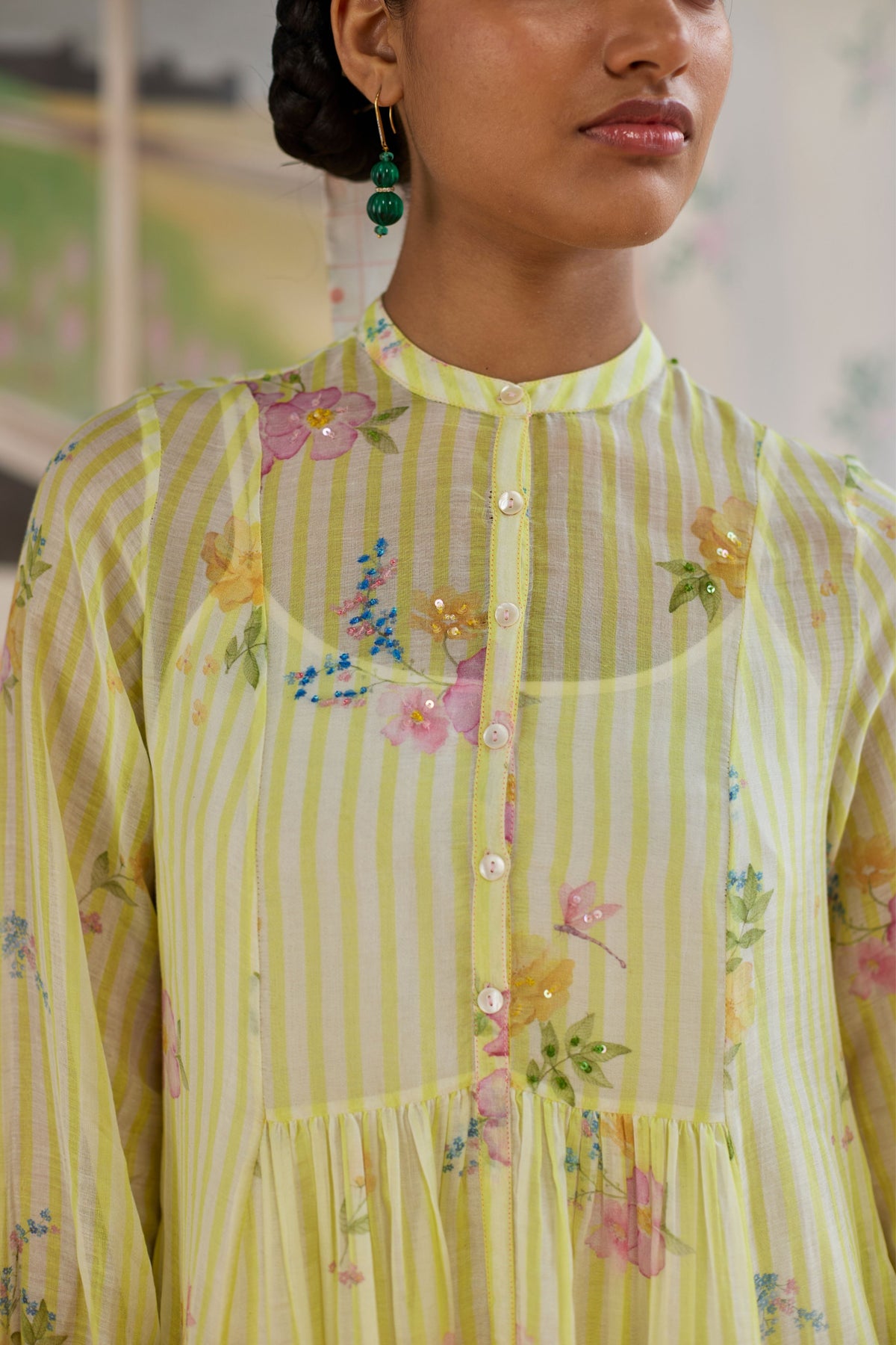 Serene Flora Maxi Dress Chanderi