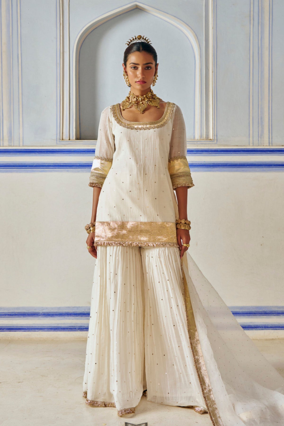 Ivory Straight Sharara Set