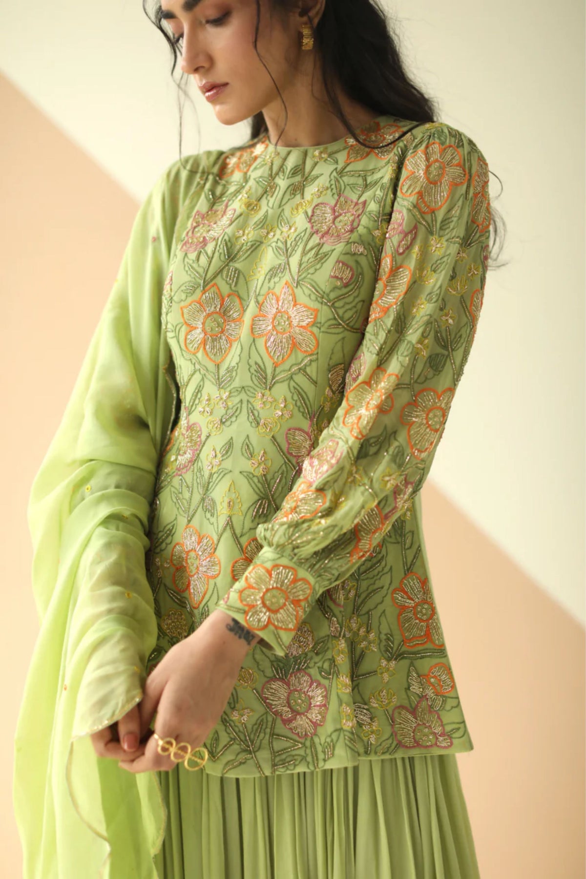 Pista heavy jaal  peplum sharara