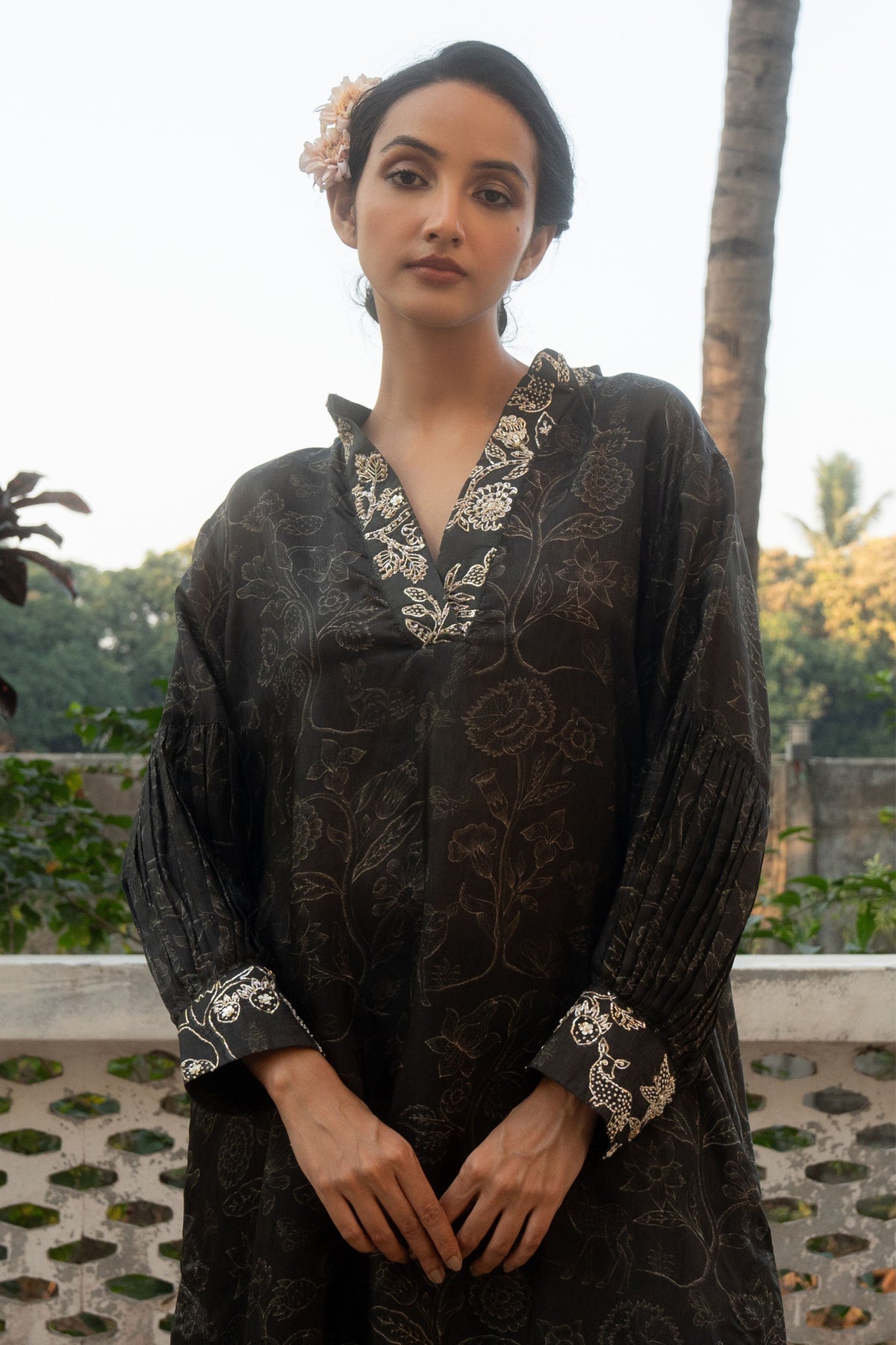 Black Deer Printed Kurta Set