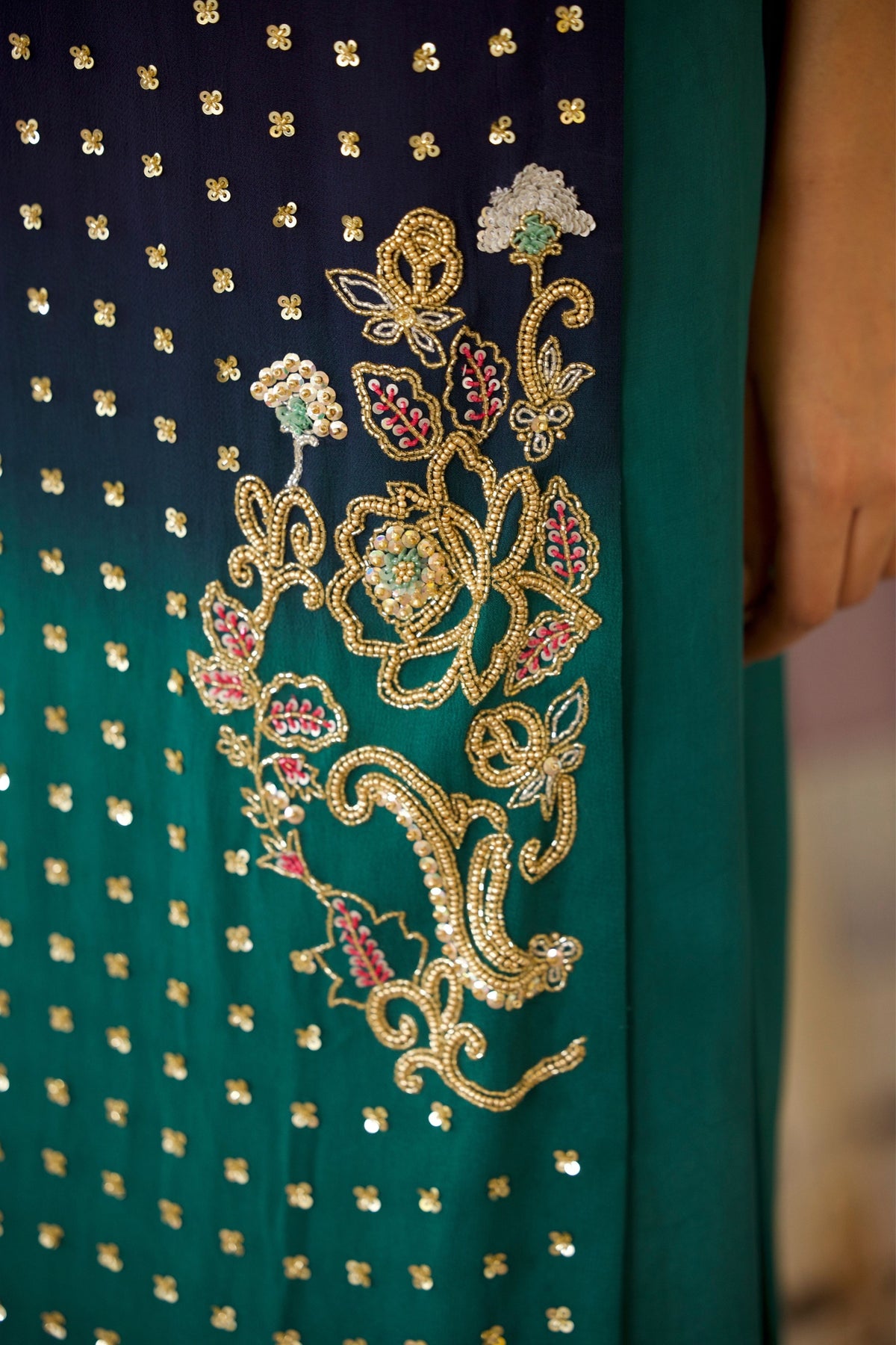 Blue and Green Kurta Set