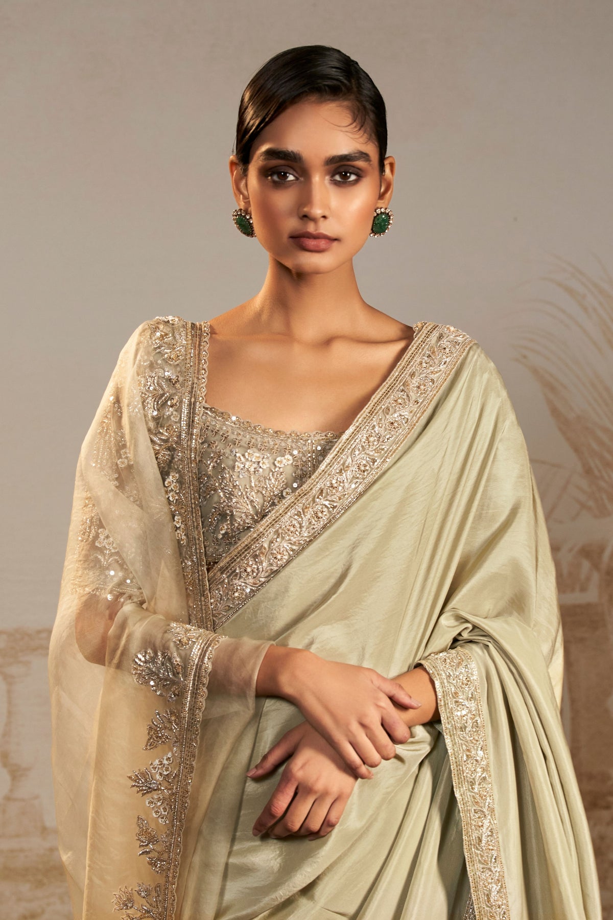 Resham Persian Embroidered Saree Set