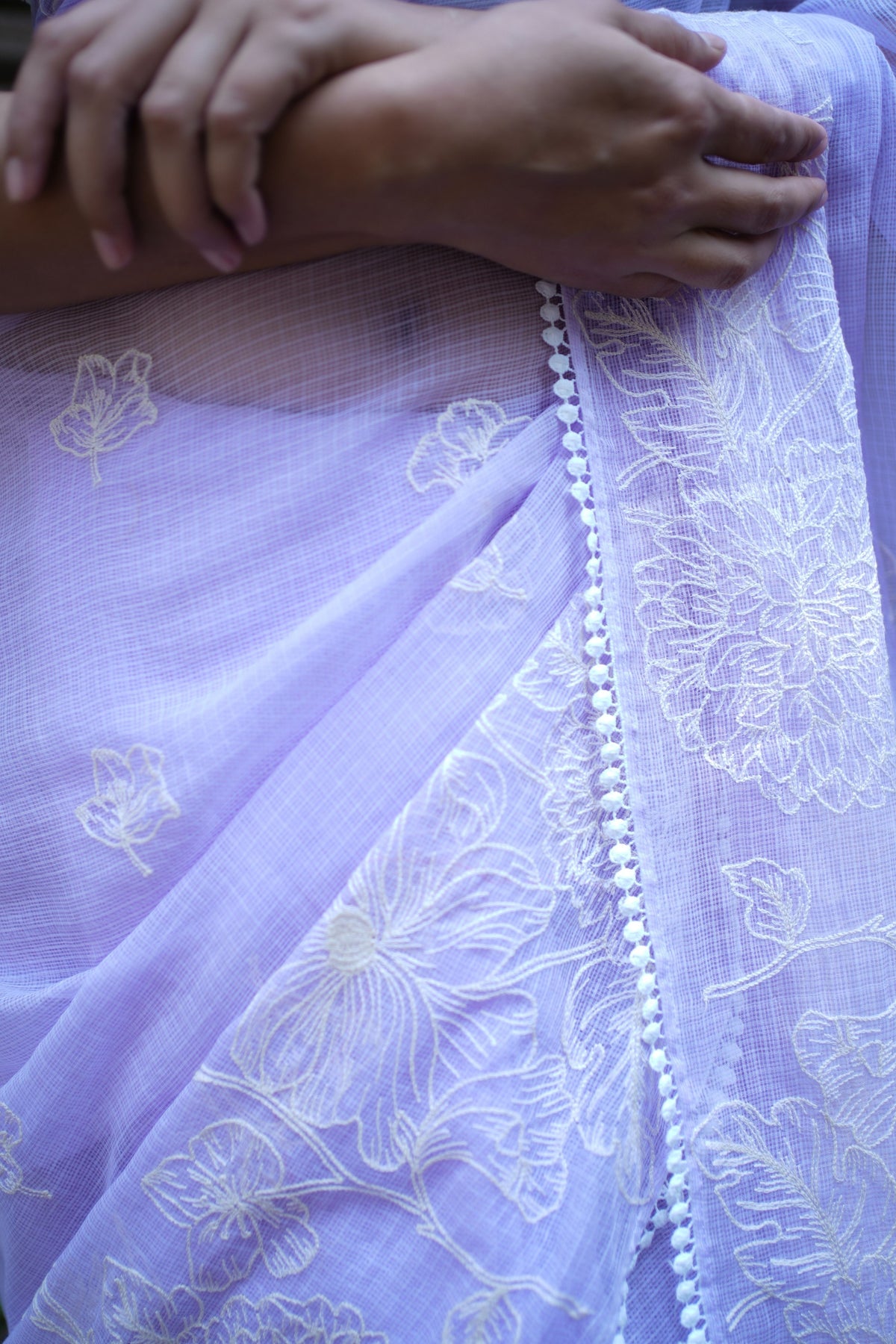 Nalini Intricate Lace Lilac Saree