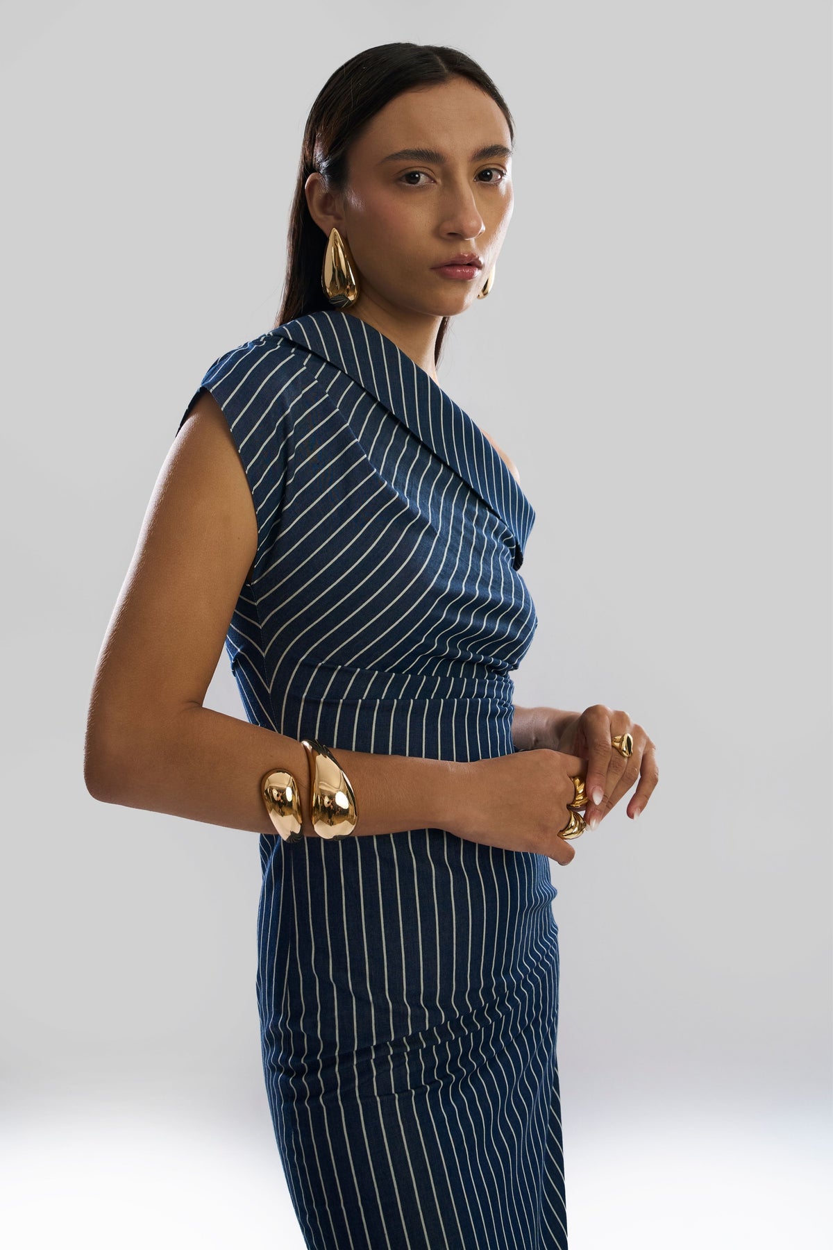 Denim Linear Shift Dress