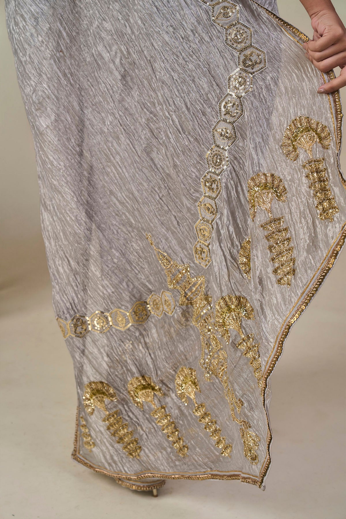 Grey Kathakali Malabar Saree
