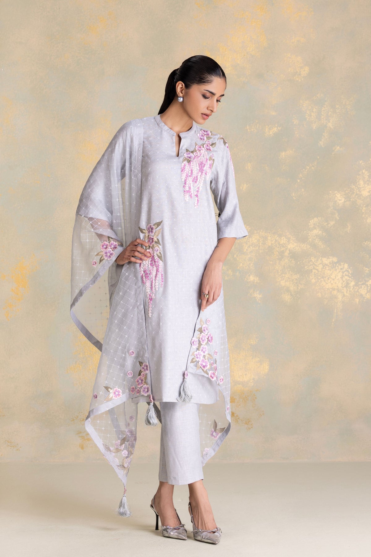 Delfina Smoke Kurta Pant Set