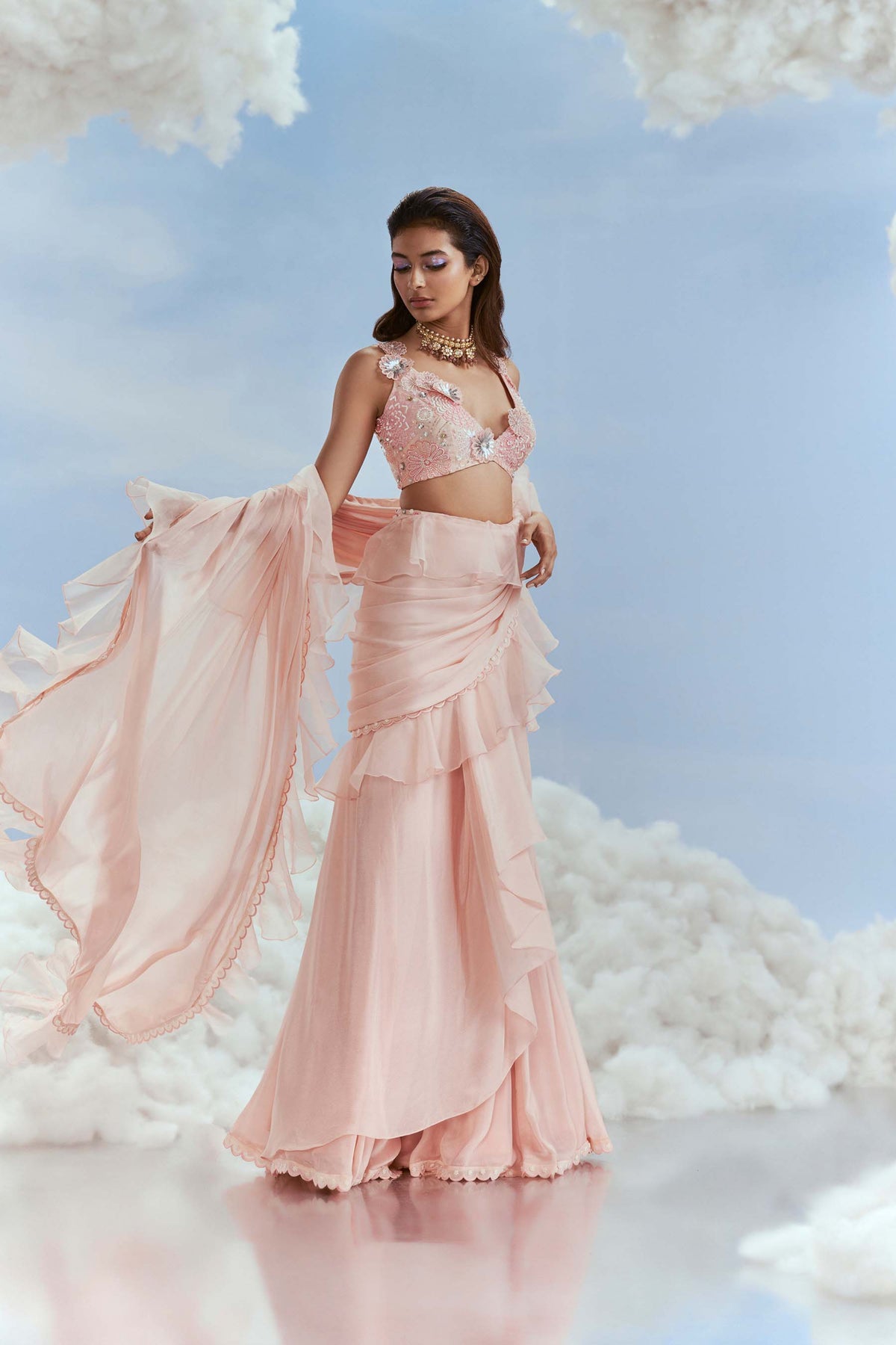 Galaxy Blouse With Pre Draped Saree