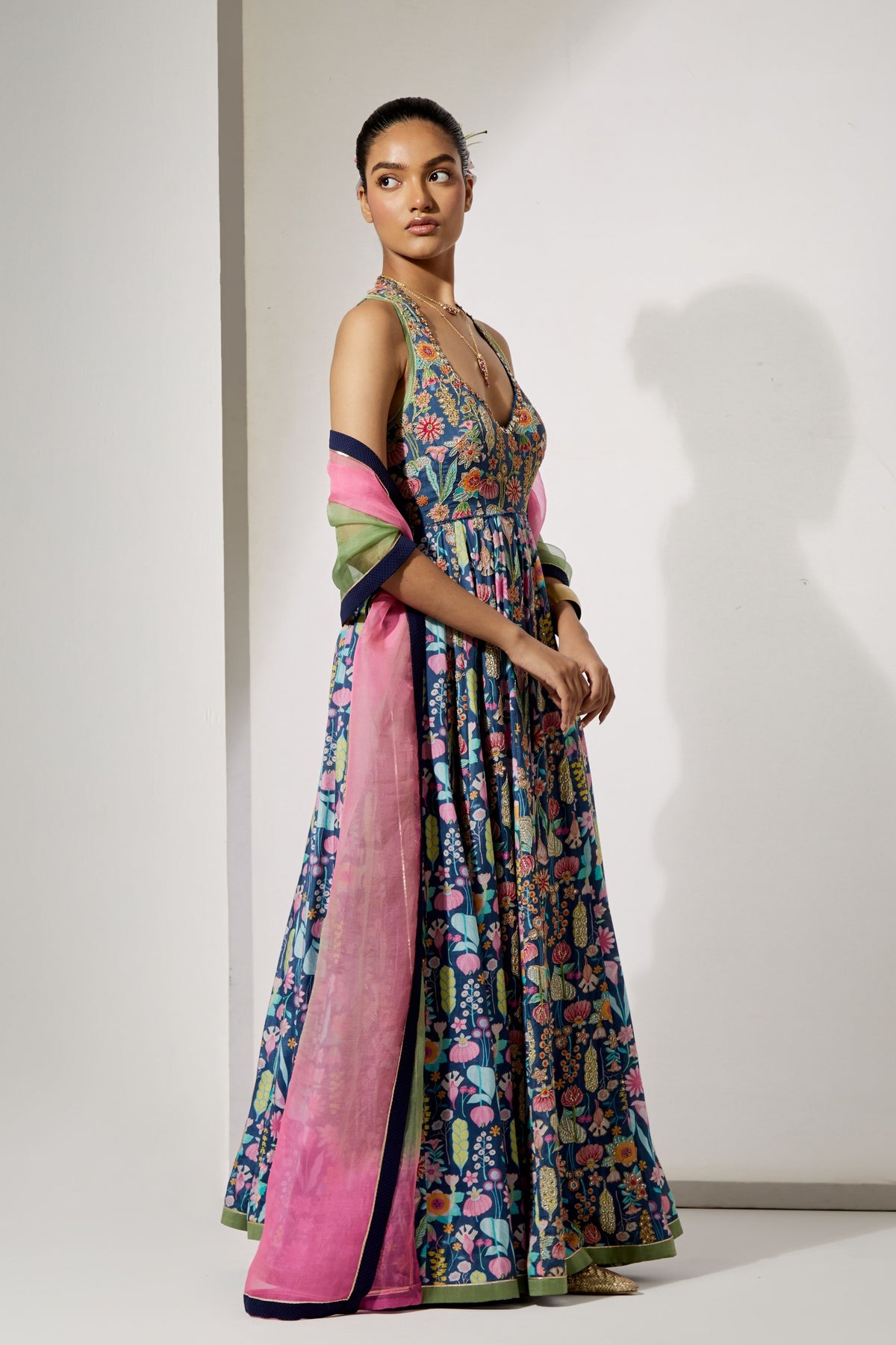 Midnight Bloom Anarkali Set